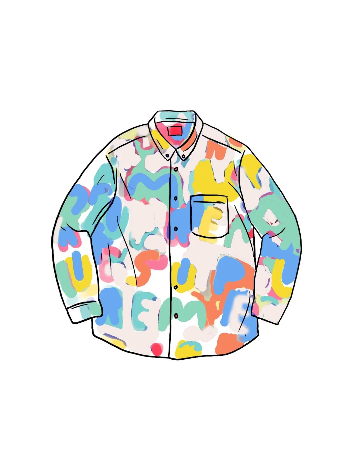 Мужская рубашка с принтом Painted Logo Supreme — изображение 1 из 1, прозрачный
