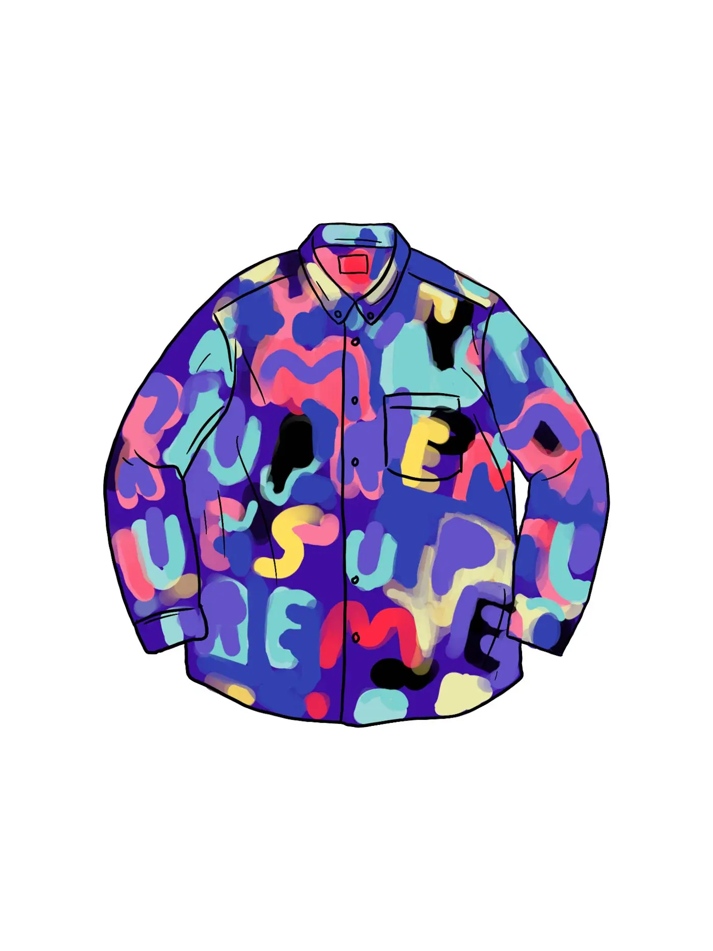 Мужская рубашка с принтом Painted Logo Supreme — изображение 1 из 1, королевский