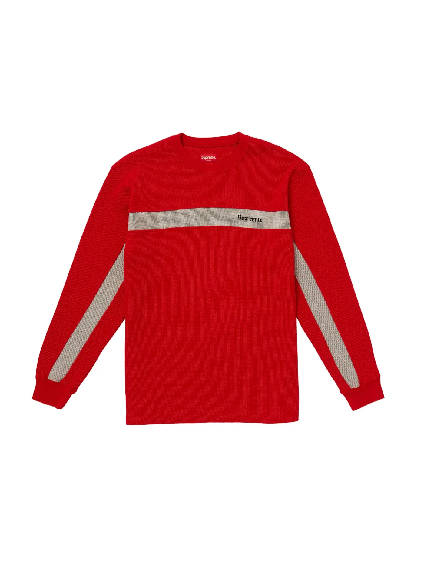 Мужской свитер с принтом Supreme Panel Stripe Waffle Thermal — изображение 1 из 1, красный