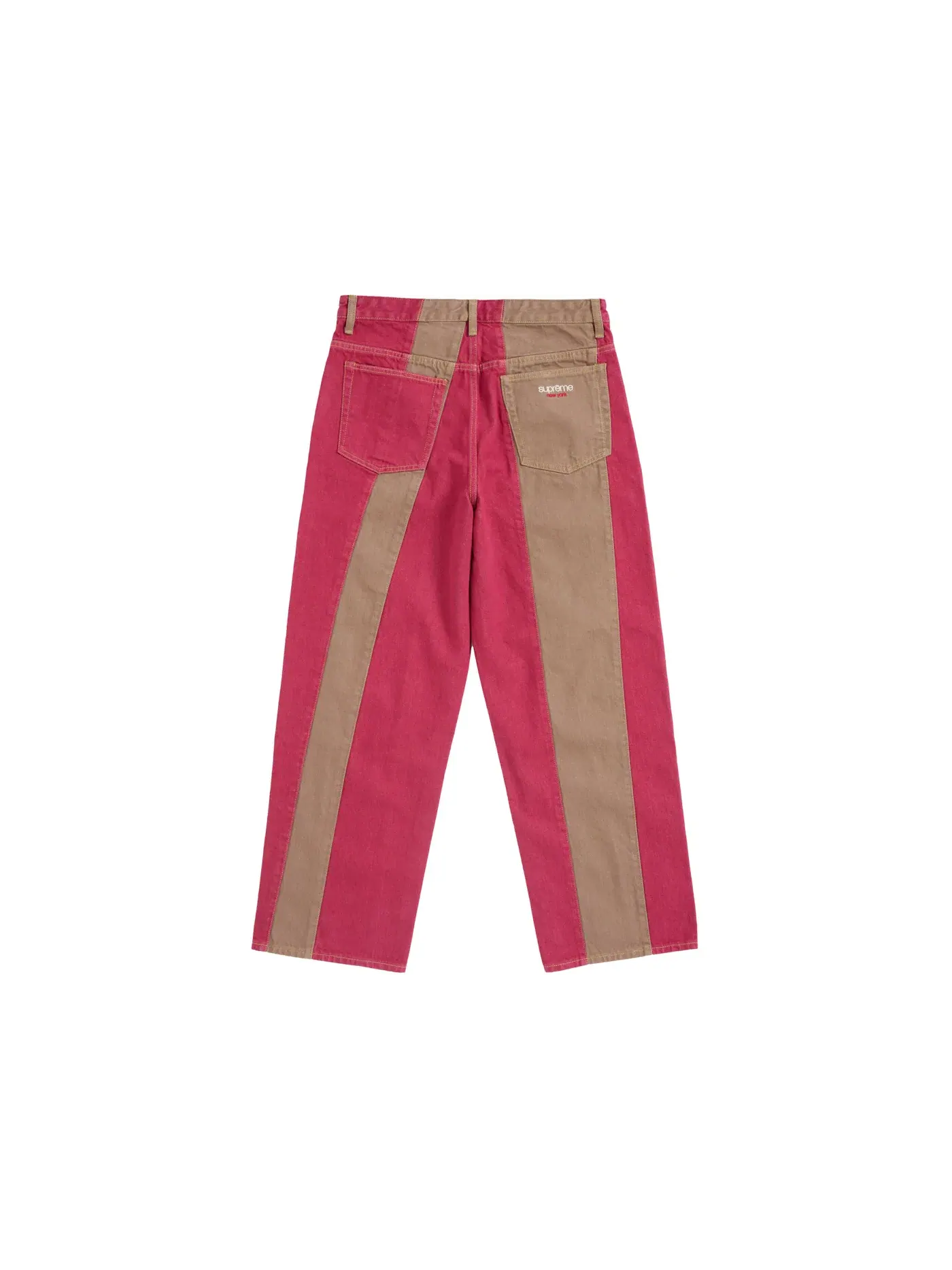 Мужские джинсы с панельным принтом Supreme Paneled Stripe Baggy Jean — изображение 2 из 2, красный