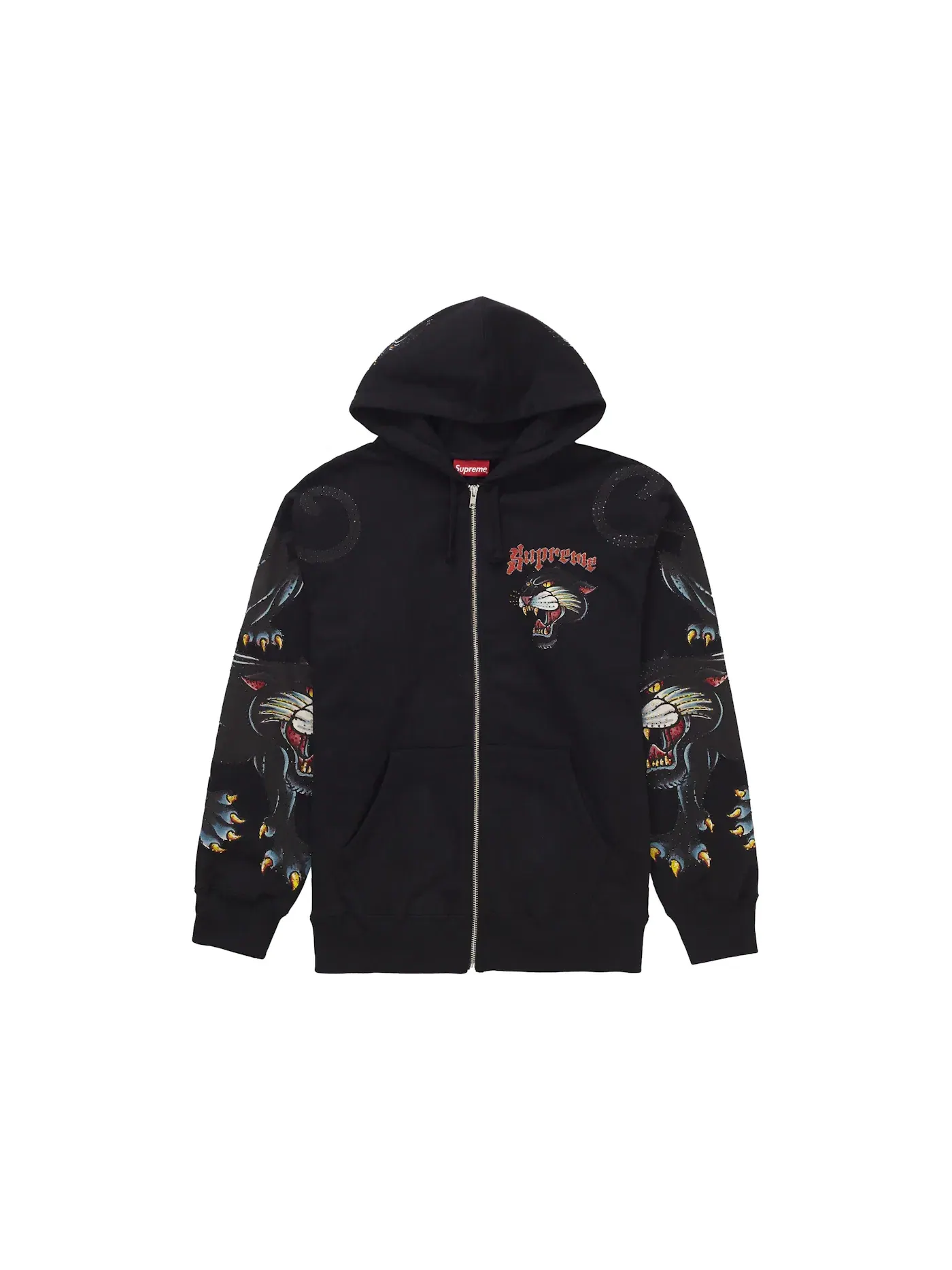 Мужская худи с принтом Supreme Panther Zip Up Hooded Supreme — изображение 2 из 2, черный
