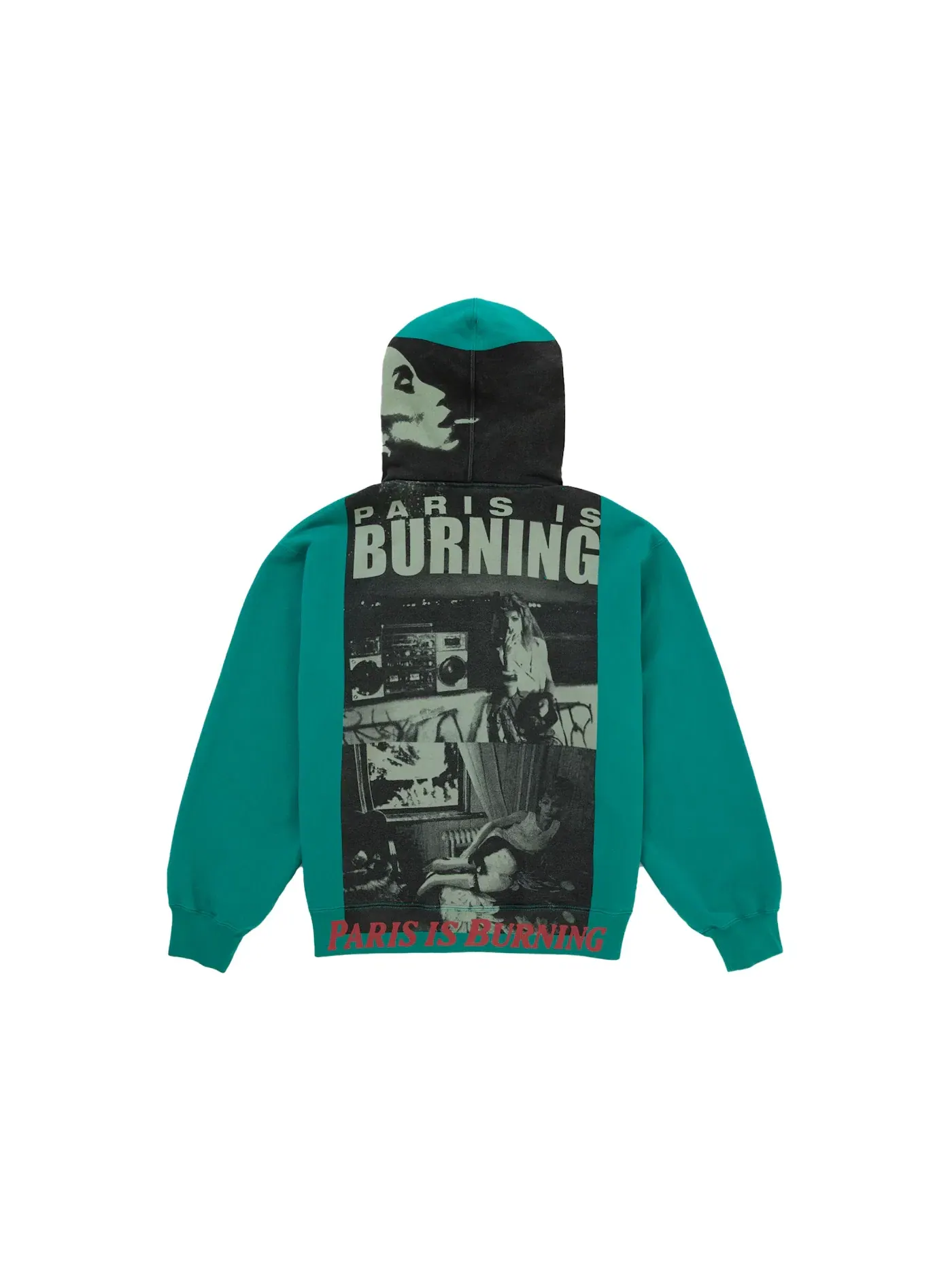 Мужская худи с принтом Supreme Paris Is Burning — изображение 1 из 2, зеленый
