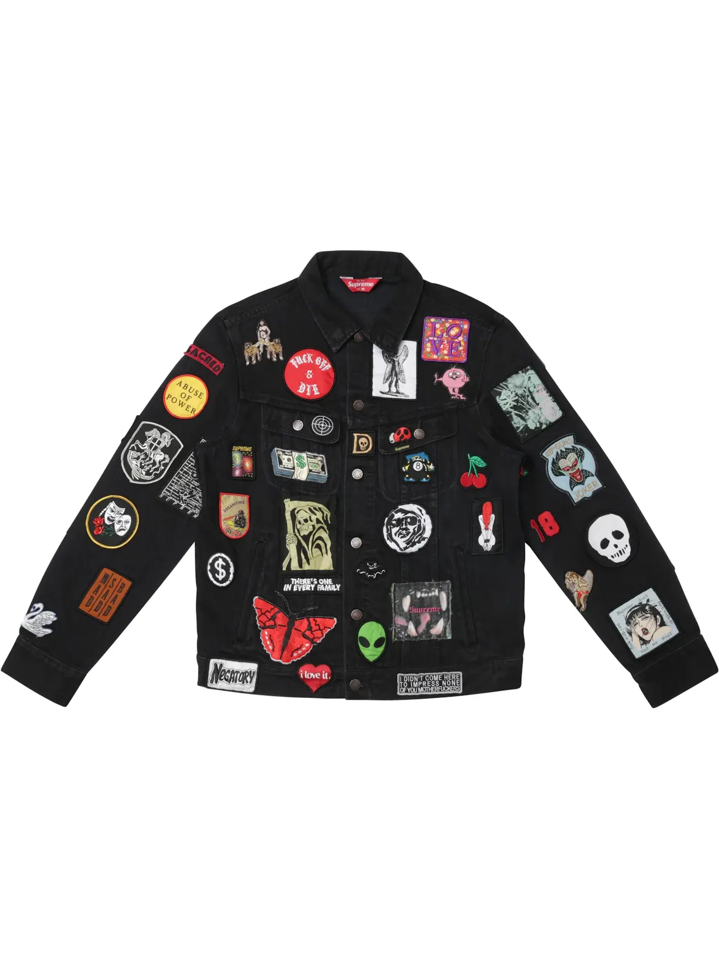 Мужская джинсовая куртка Supreme Patches — изображение 1 из 2, черный
