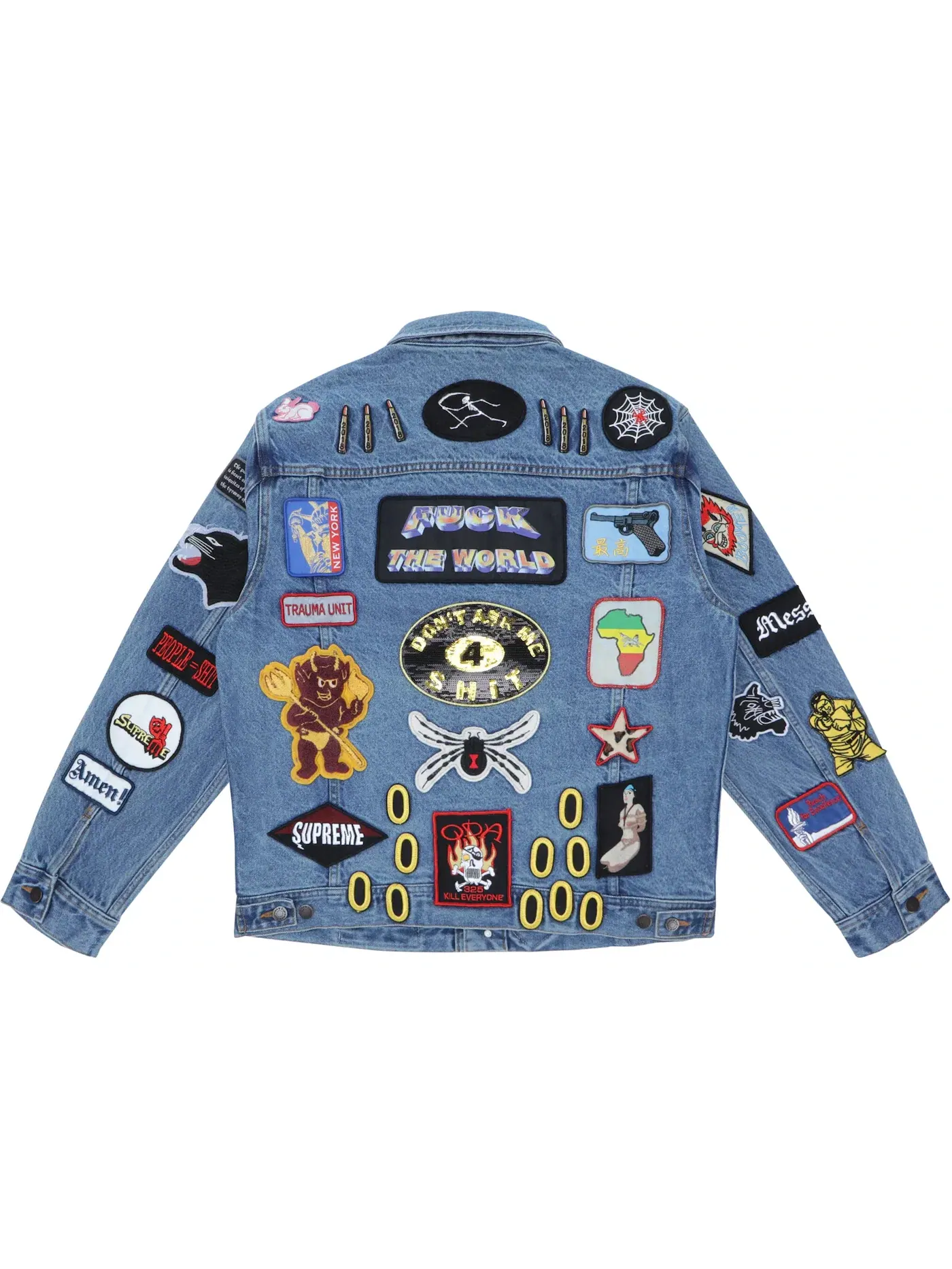 Мужская джинсовая куртка с патчами Supreme Jacket — изображение 2 из 2, синий