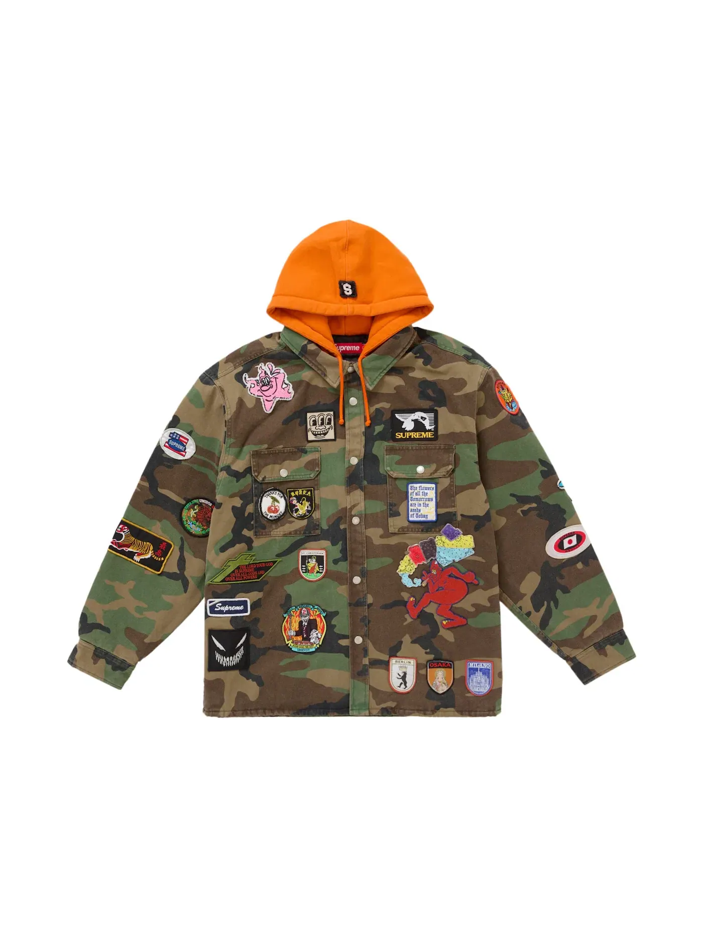 Мужская рубашка с капюшоном на молнии Supreme Shirt, Woodland Camo — изображение 1 из 4