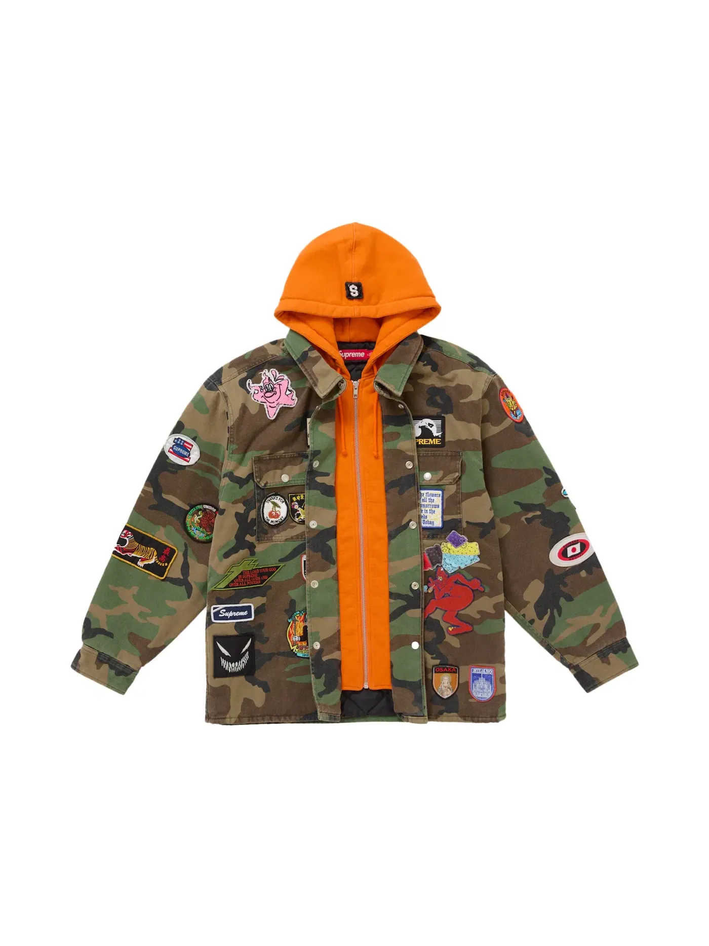 Мужская рубашка с капюшоном на молнии Supreme Shirt, Woodland Camo — изображение 2 из 4
