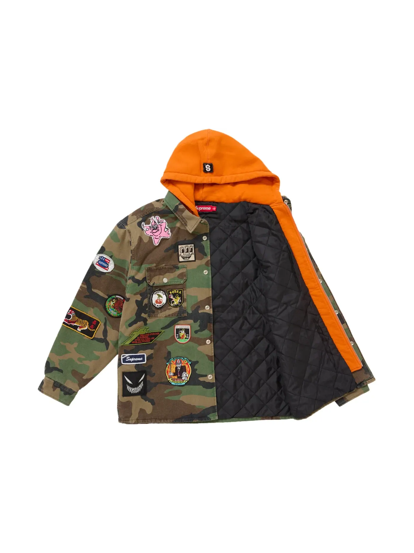 Мужская рубашка с капюшоном на молнии Supreme Shirt, Woodland Camo — изображение 3 из 4