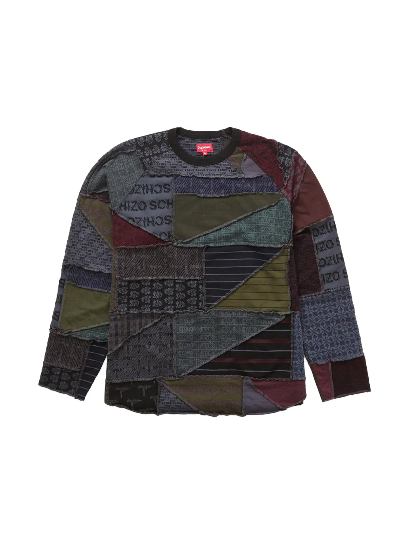 Мужская футболка Supreme Patchwork Jacquard L/S Top — изображение 1 из 2, черный