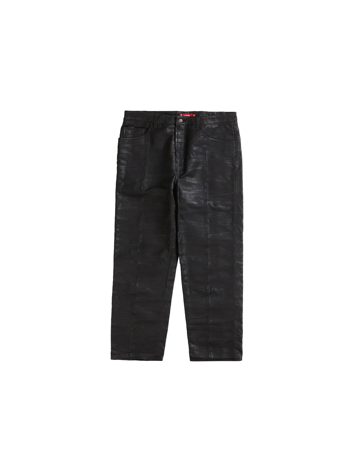 Мужские джинсы с патчворк из кожи Supreme Jean — изображение 1 из 2, черный