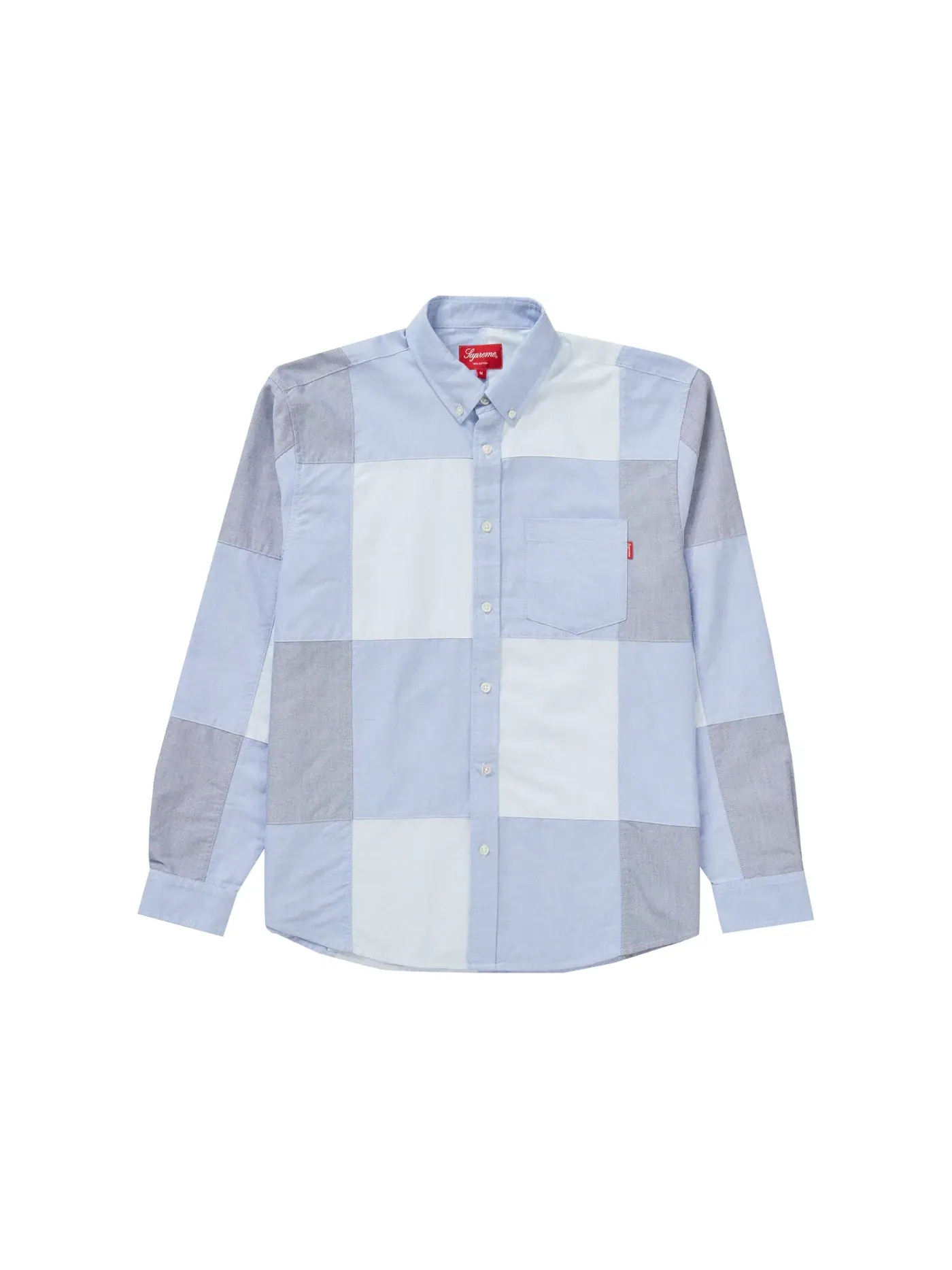 Мужская рубашка оксфорд с пэчворком Supreme Patchwork Oxford Shirt — изображение 1 из 1, синий