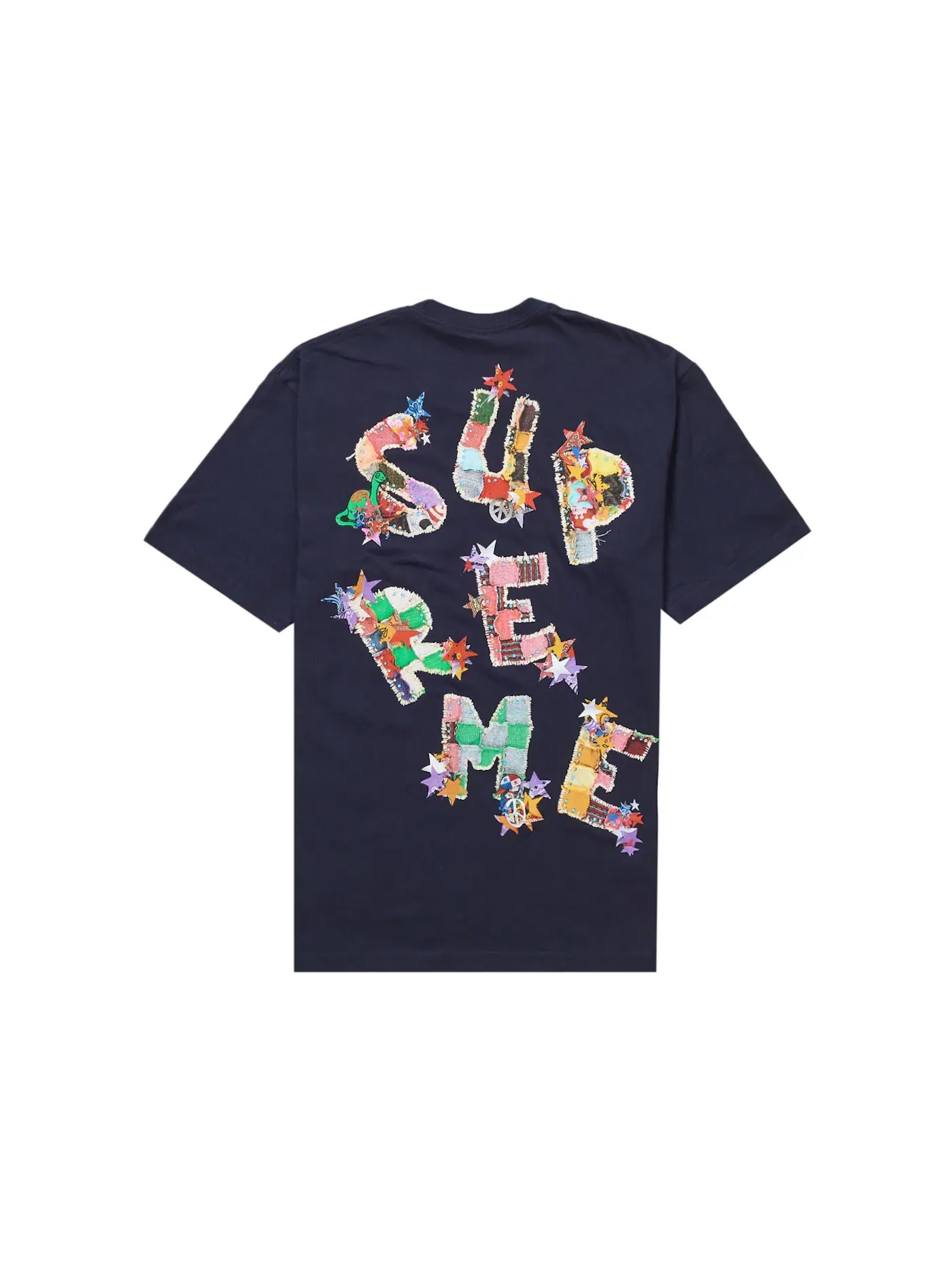 Мужская футболка с пэчворк-принтом Supreme Tee — изображение 2 из 2, темно-синий