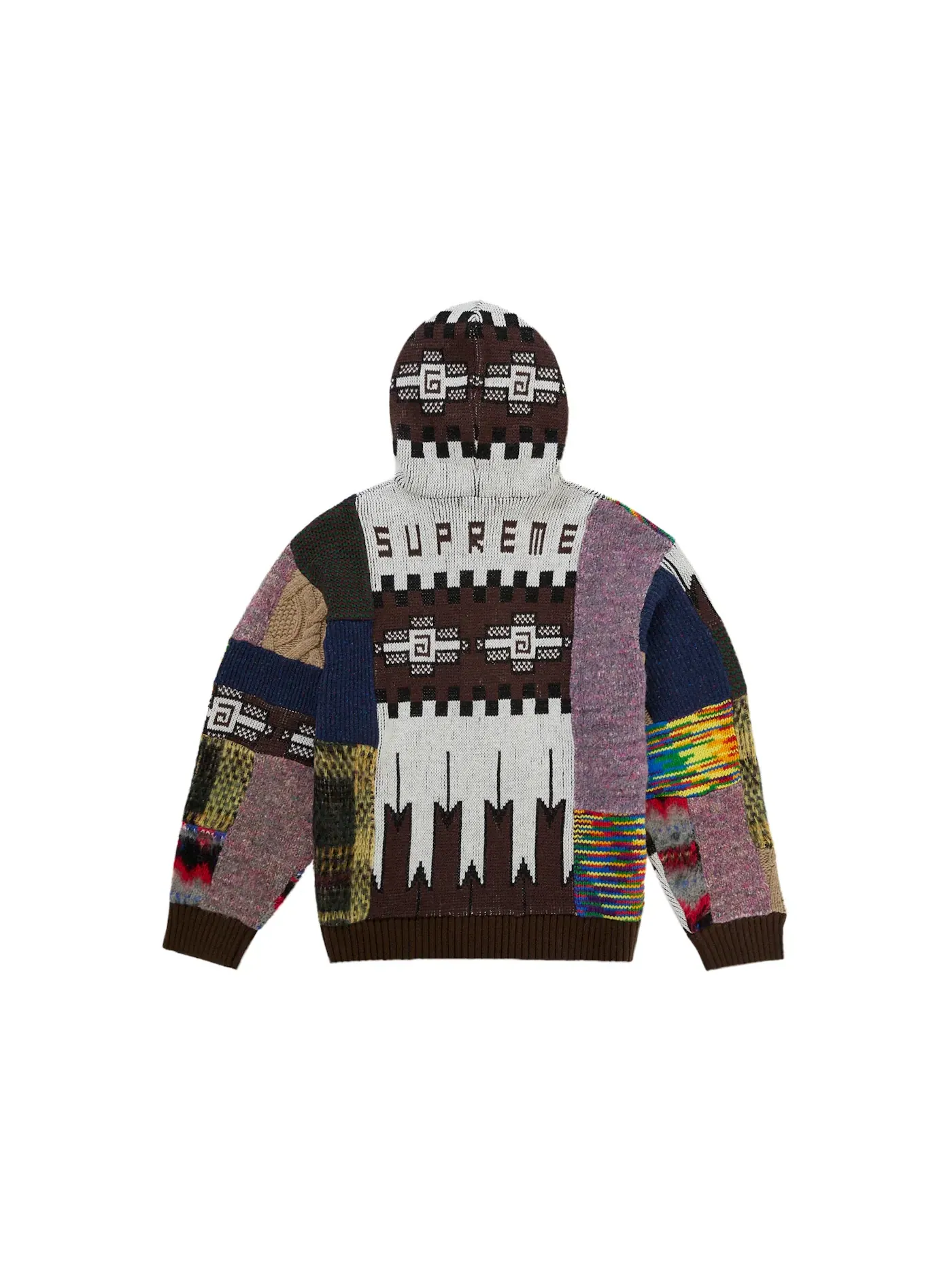Мужской свитер с принтом Supreme Patchwork — изображение 2 из 2, коричневый