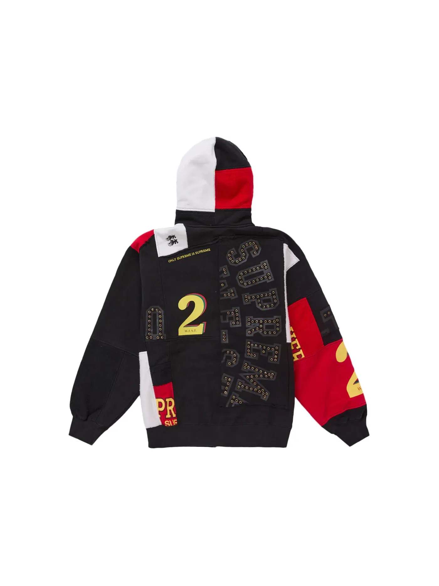 Мужской свитшот с капюшоном пэчворк Supreme — изображение 4 из 4, черный