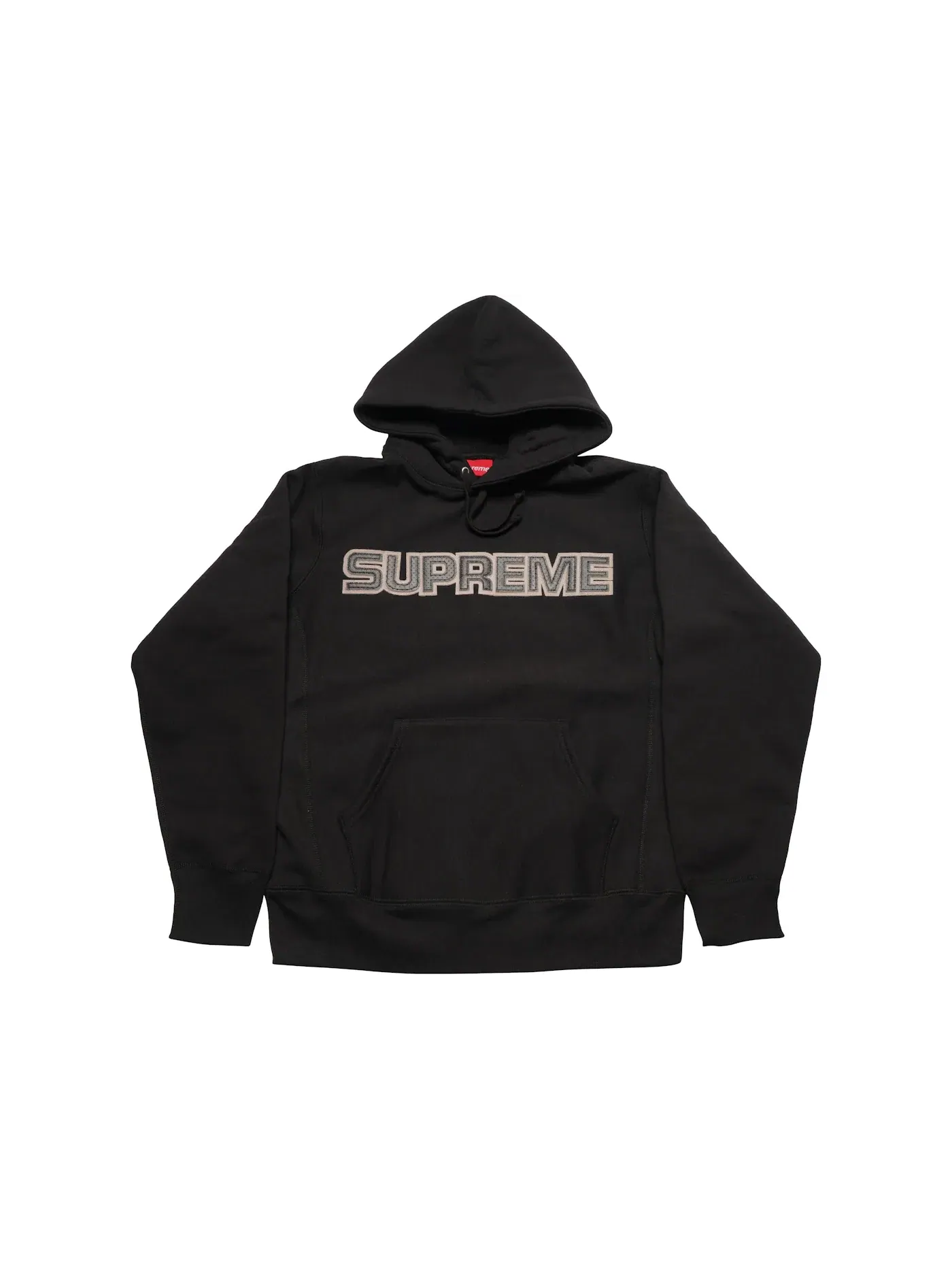 Мужская худи с кожаной аппликацией Supreme Perforated Leather Hooded Sweatshirt — изображение 1 из 1, черный