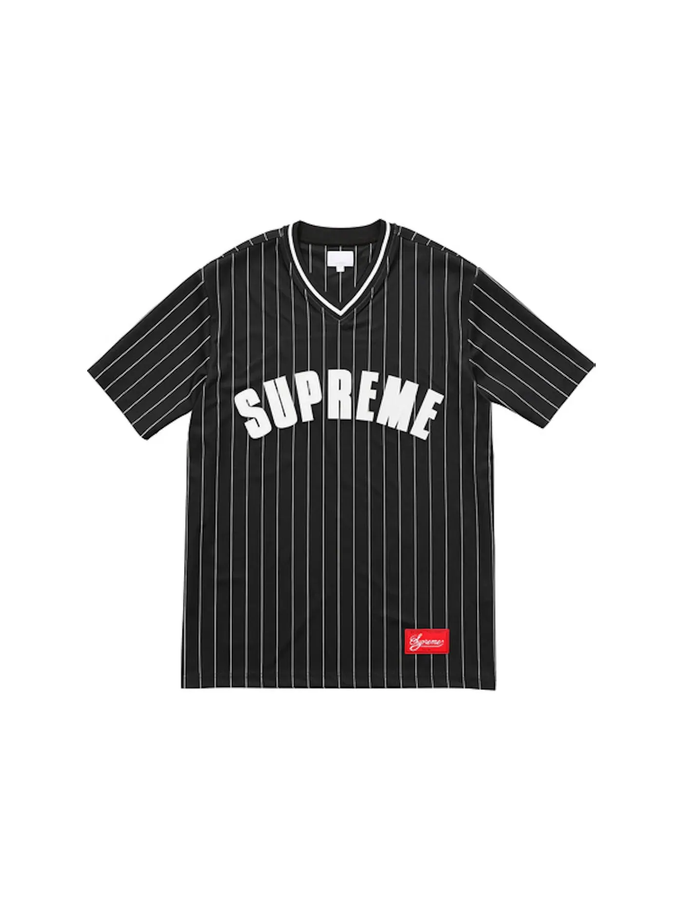 Мужская бейсбольная футболка с принтом в полоску Supreme Jersey — изображение 1 из 1, черный