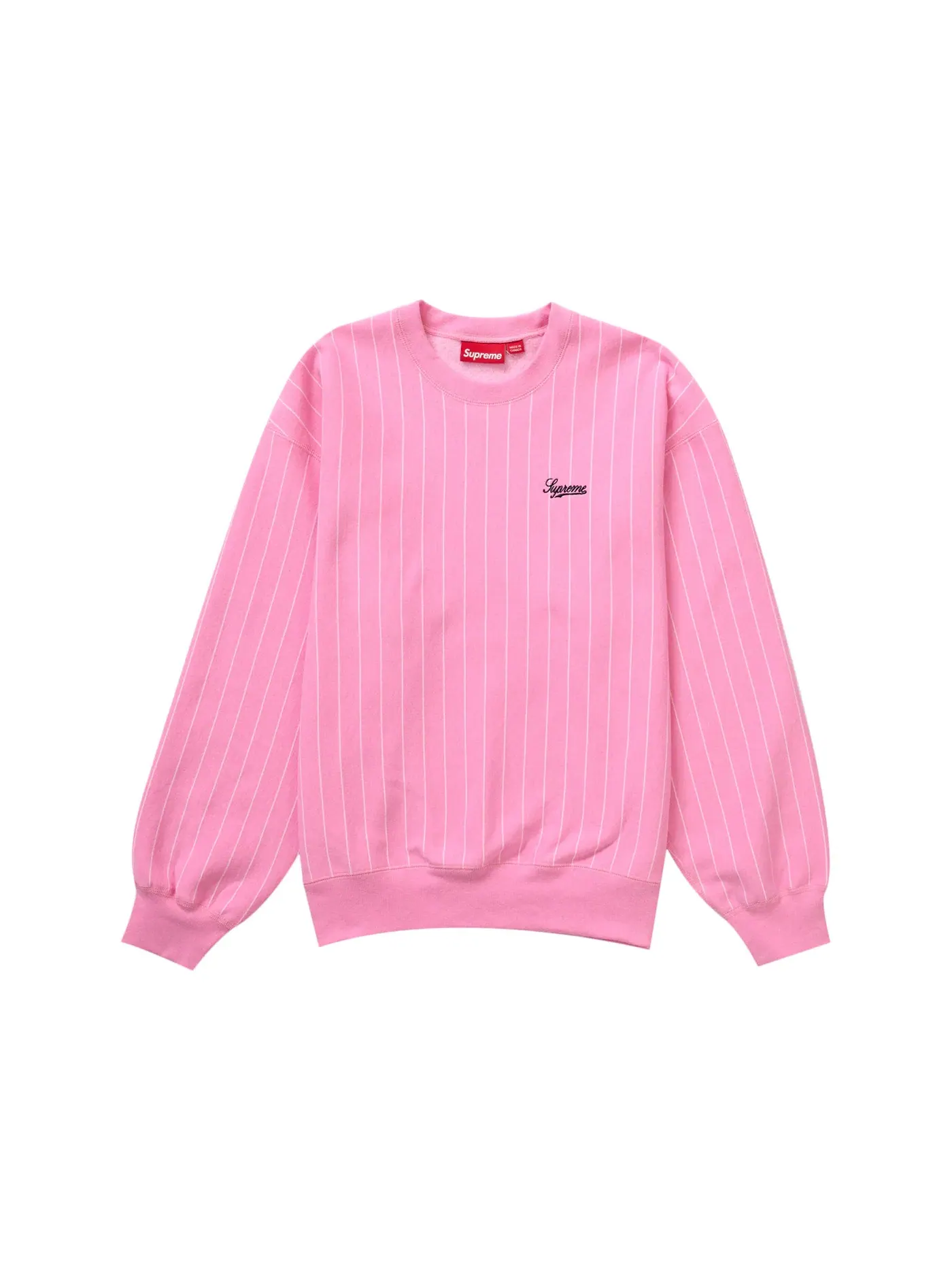 Мужской свитшот с полосками Pinstripe Crewneck Supreme — изображение 1 из 1, розовый