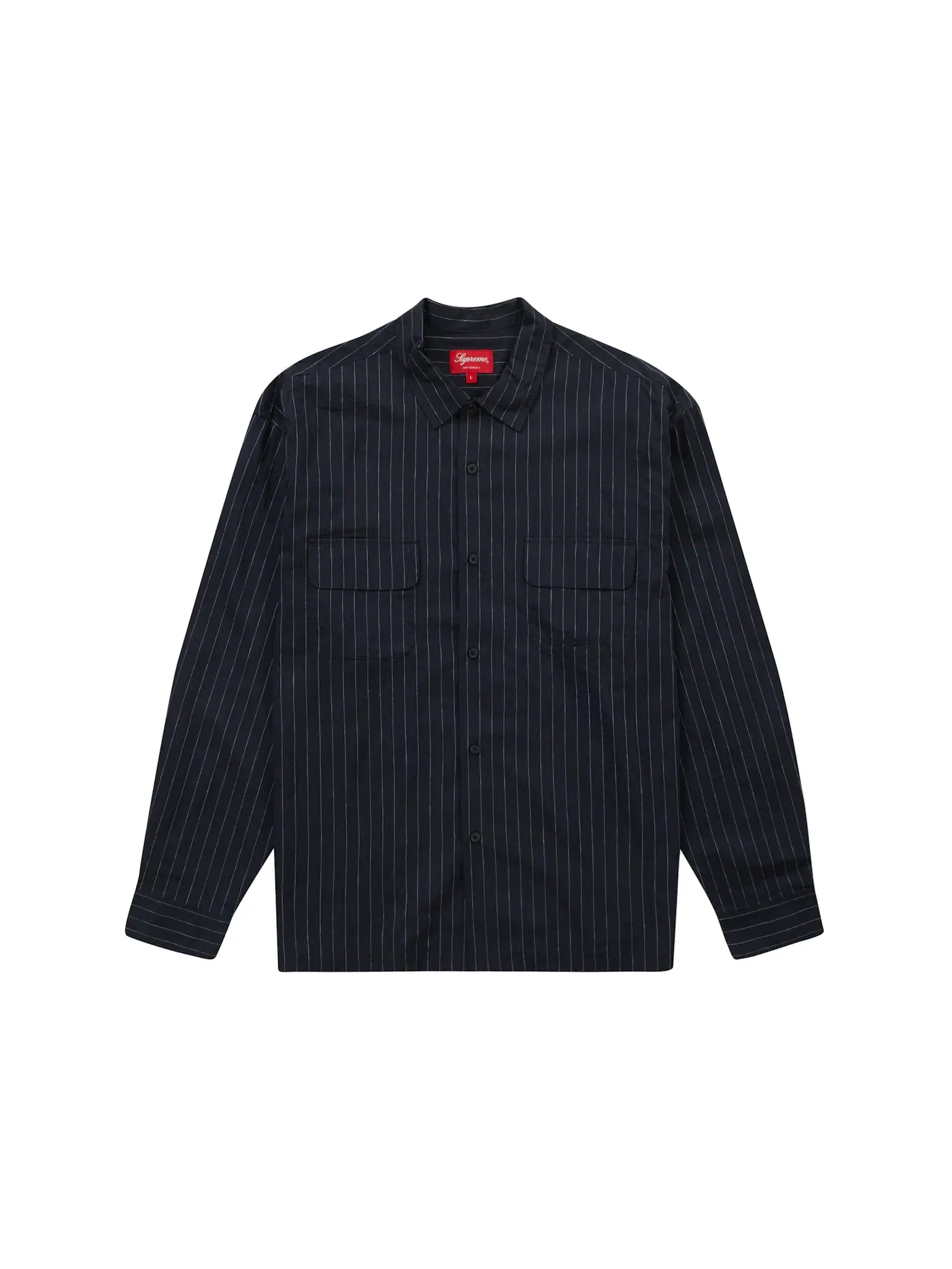 Мужская рубашка из льна с полосками Supreme — изображение 1 из 1, темно-синий