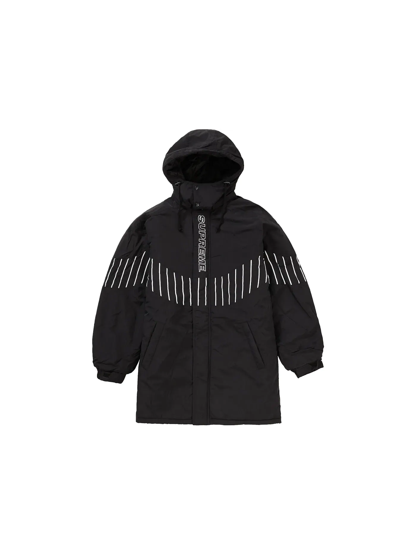 Мужская куртка-парка с принтом Supreme Pinstripe Panel Supreme — изображение 1 из 4, черный
