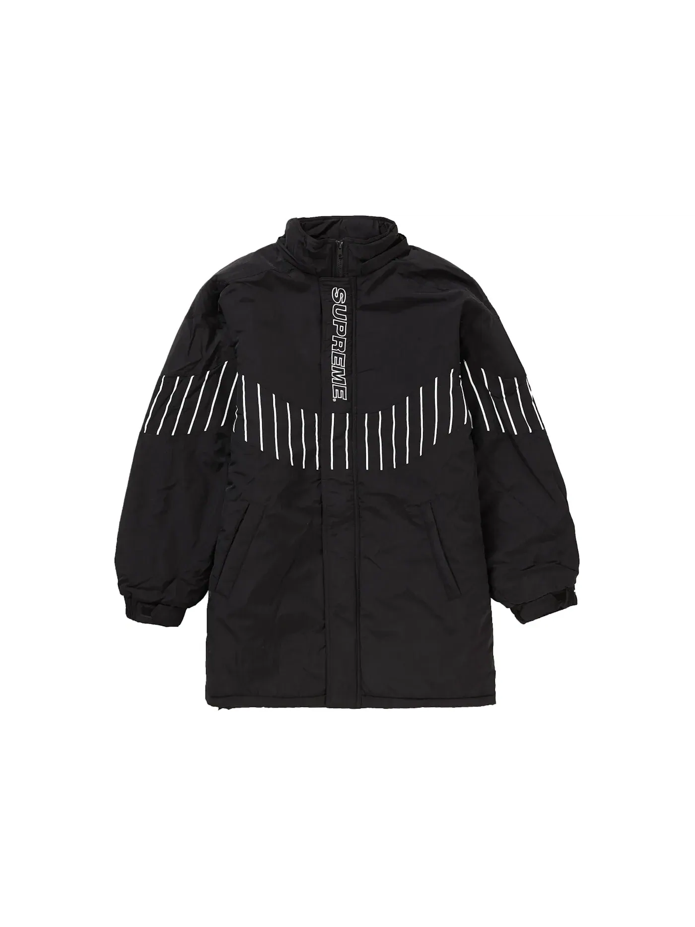 Мужская куртка-парка с принтом Supreme Pinstripe Panel Supreme — изображение 2 из 4, черный