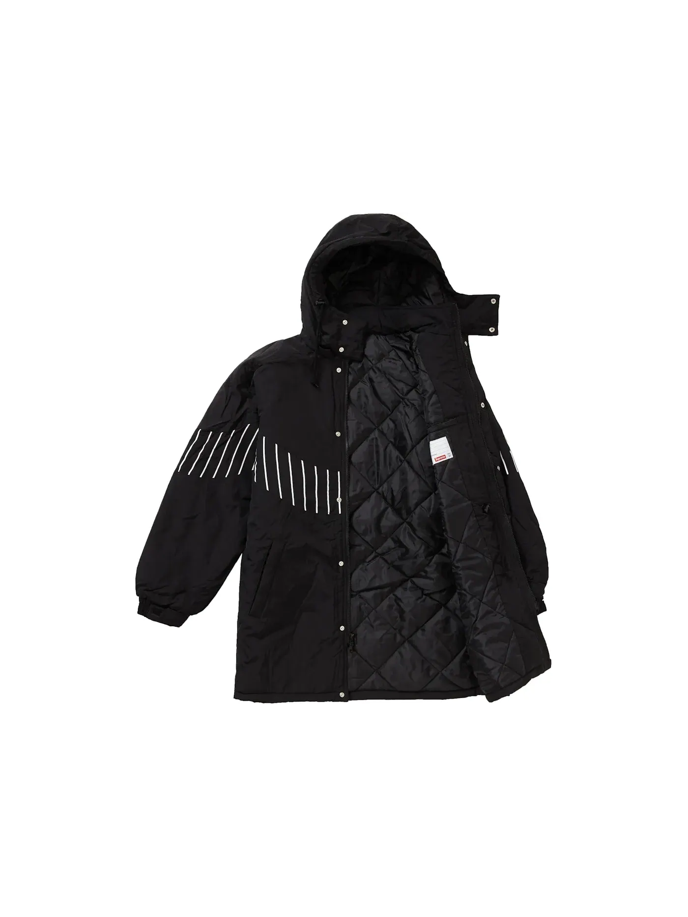 Мужская куртка-парка с принтом Supreme Pinstripe Panel Supreme — изображение 3 из 4, черный