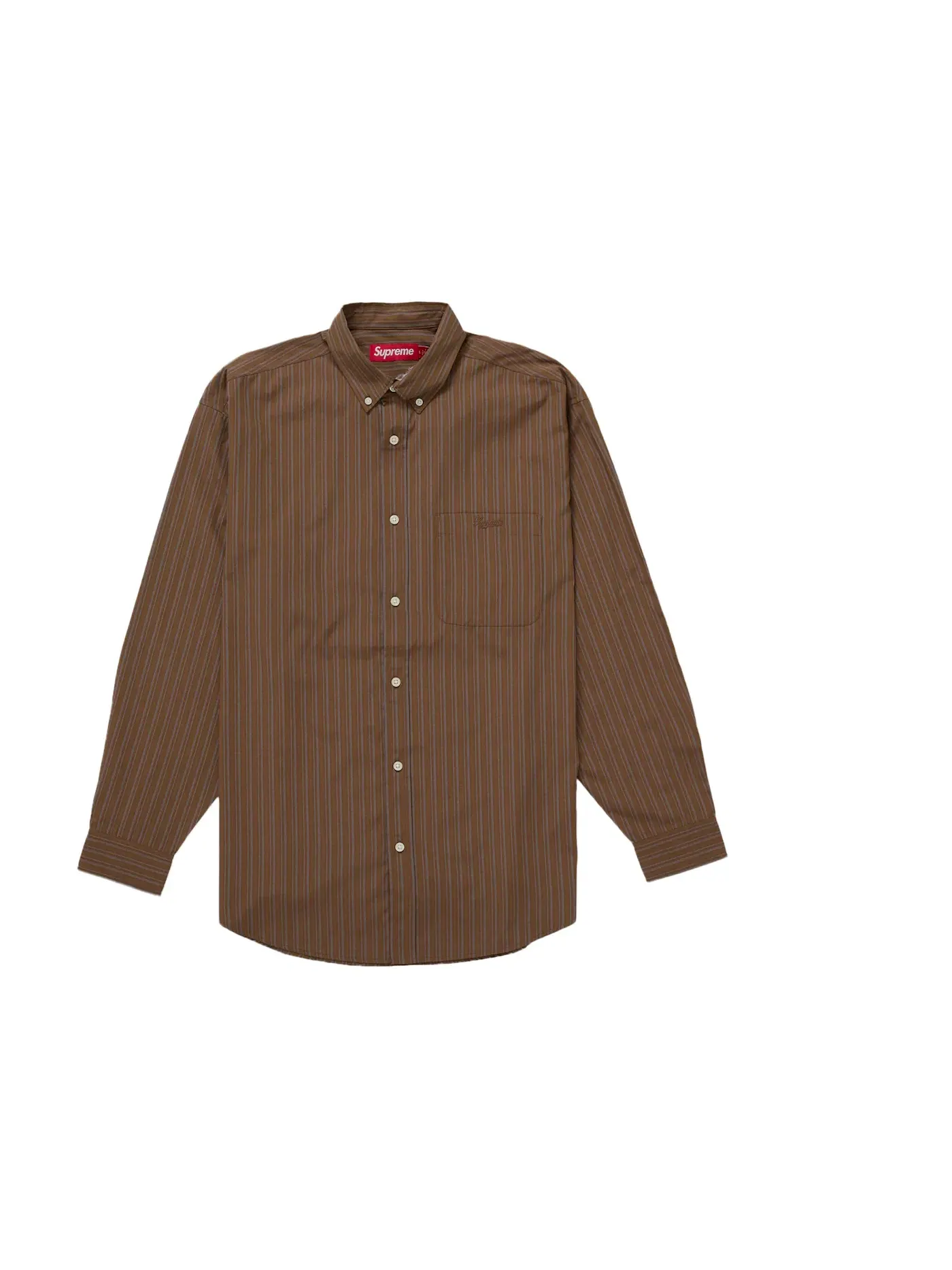 Мужская рубашка с принтом в полоску Supreme — изображение 1 из 1, коричневый