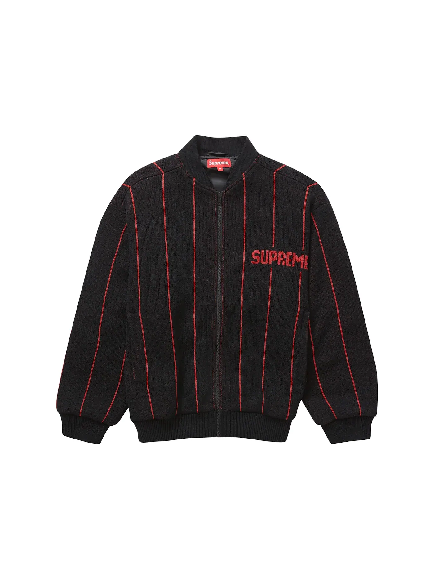 Мужской свитер с молнией Pinstripe Varsity Supreme — изображение 1 из 3, черный