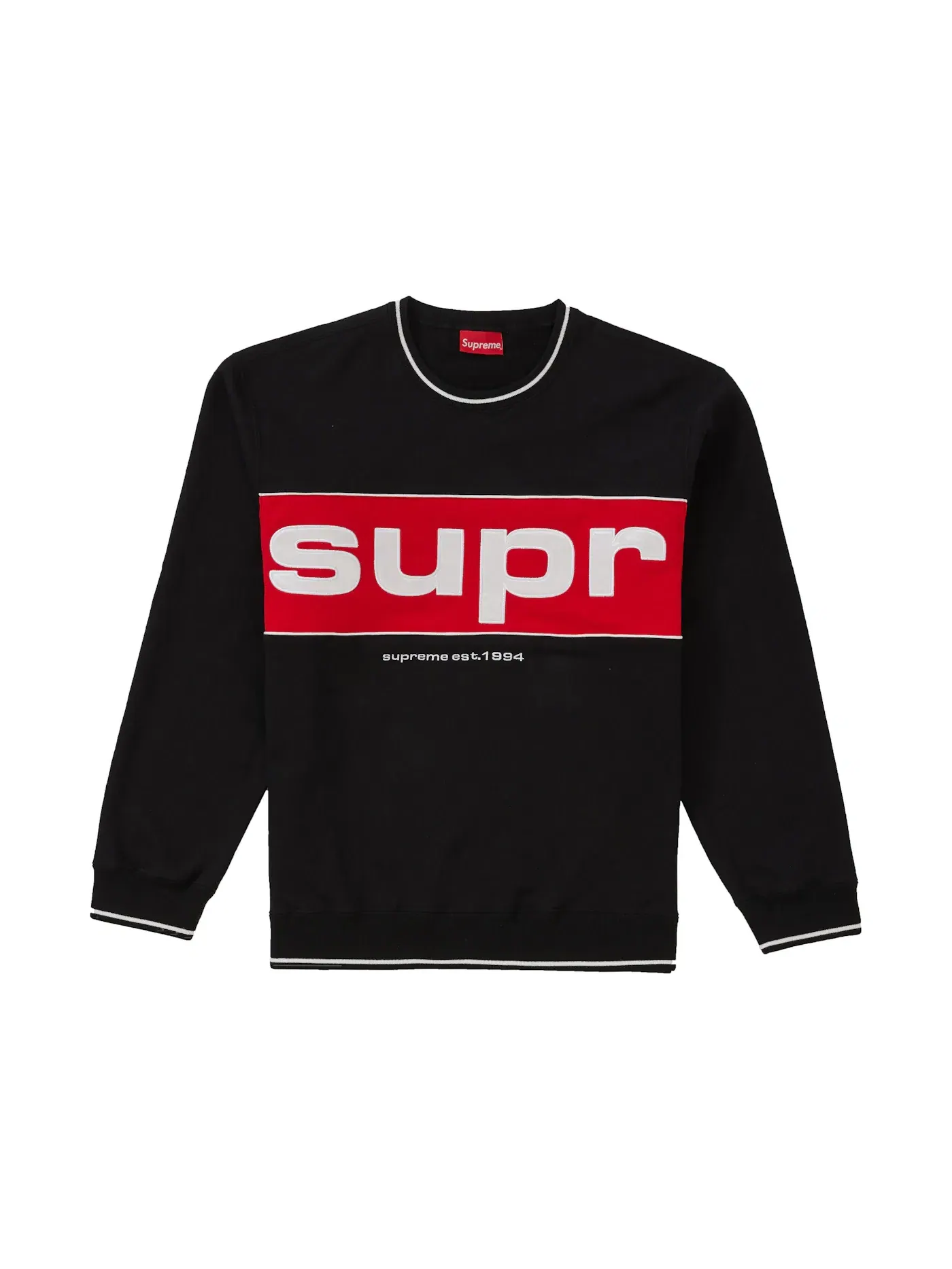 Мужской свитшот Supreme Piping Crewneck — изображение 1 из 2, черный