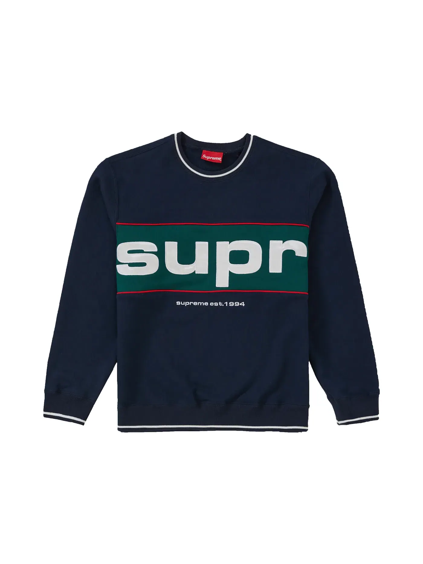 Мужской свитшот с принтом Supreme Crewneck — изображение 1 из 2, темно-синий