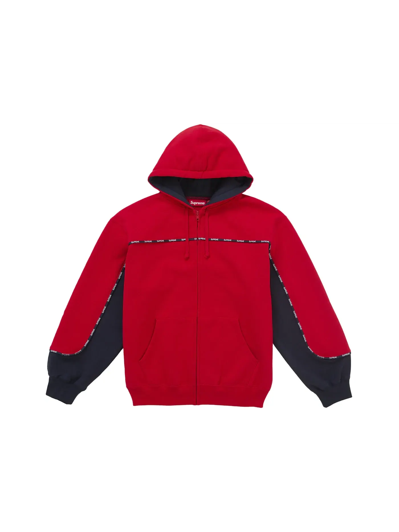 Мужская худи с принтом Supreme Piping Zip Up Hooded Sweatshirt — изображение 1 из 1, красный