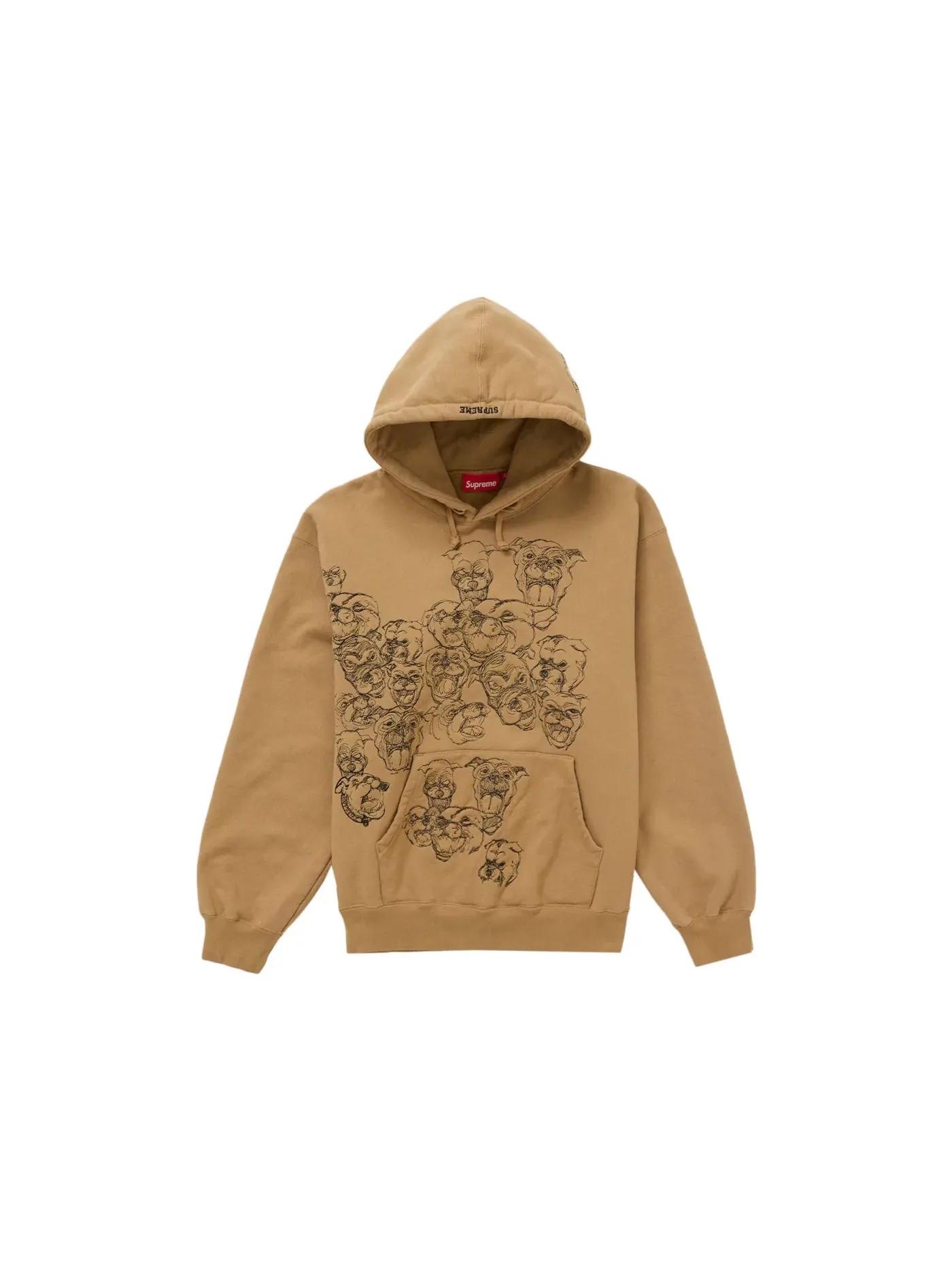 Мужской худи с вышивкой Supreme Pitbulls Sweatshirt — изображение 1 из 3, коричневый