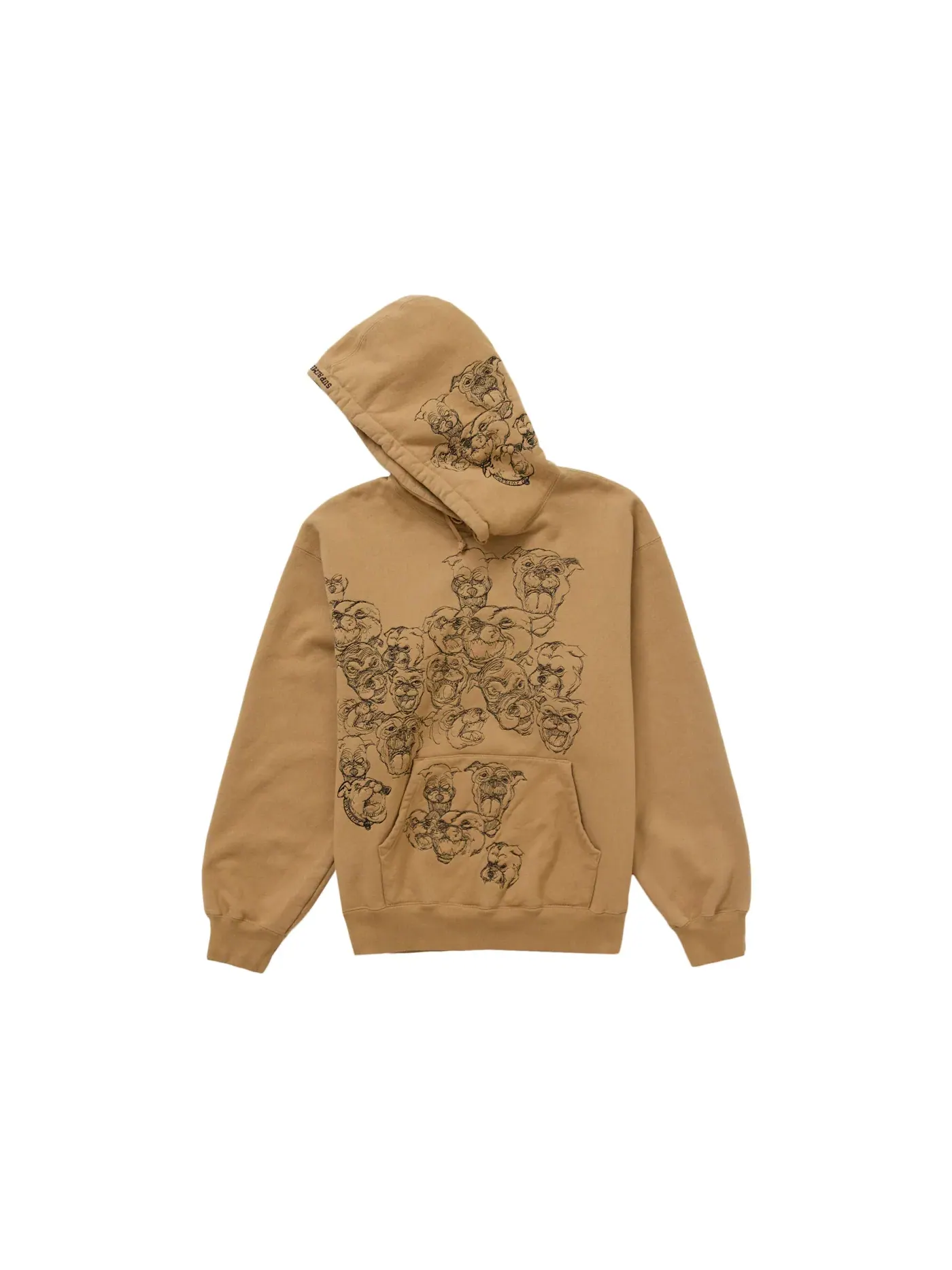 Мужской худи с вышивкой Supreme Pitbulls Sweatshirt — изображение 2 из 3, коричневый