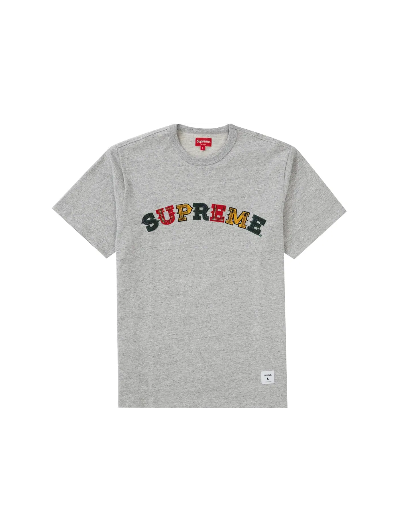 Мужская футболка с клетчатым принтом Supreme S/S Top — изображение 1 из 1, серый