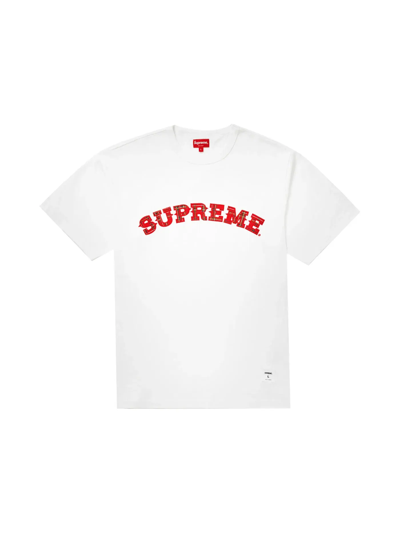 Мужская футболка с аппликацией Supreme Plaid S/S Top — изображение 1 из 1, белый