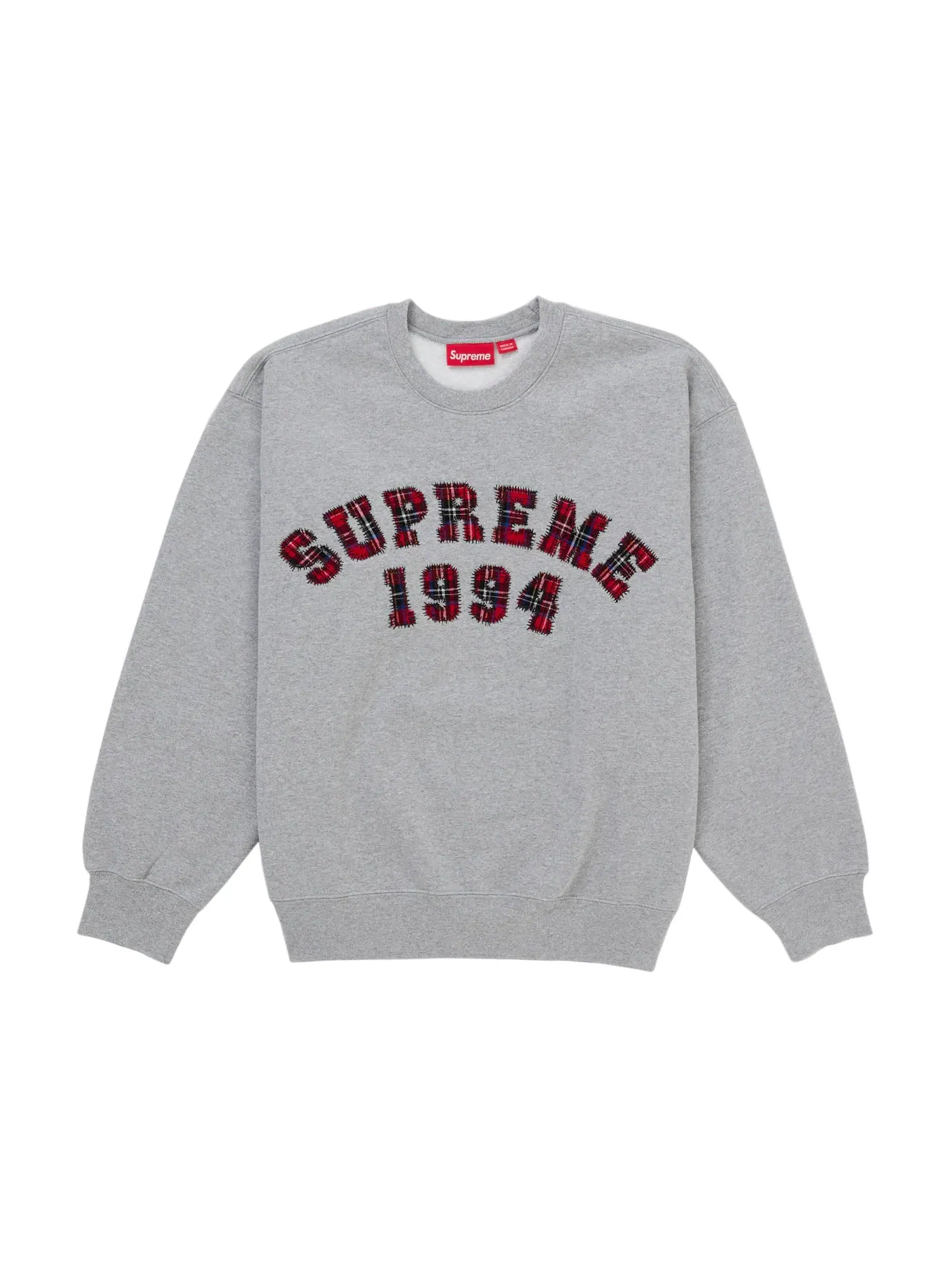 Мужской свитшот с принтом Arc Plaid Supreme — изображение 1 из 1, серый