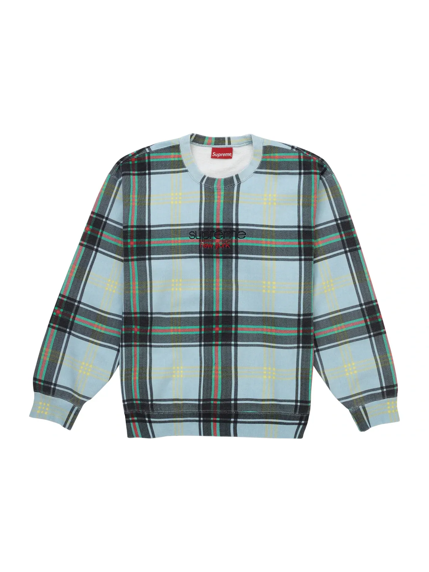 Мужской свитшот с принтом Supreme Plaid Crewneck — изображение 1 из 1, светлый синий