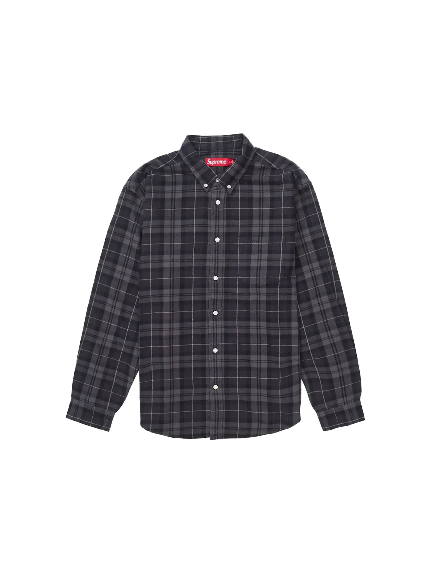 Мужская фланелевая рубашка с принтом в клетку Supreme Shirt (FW24) — изображение 1 из 2, черный