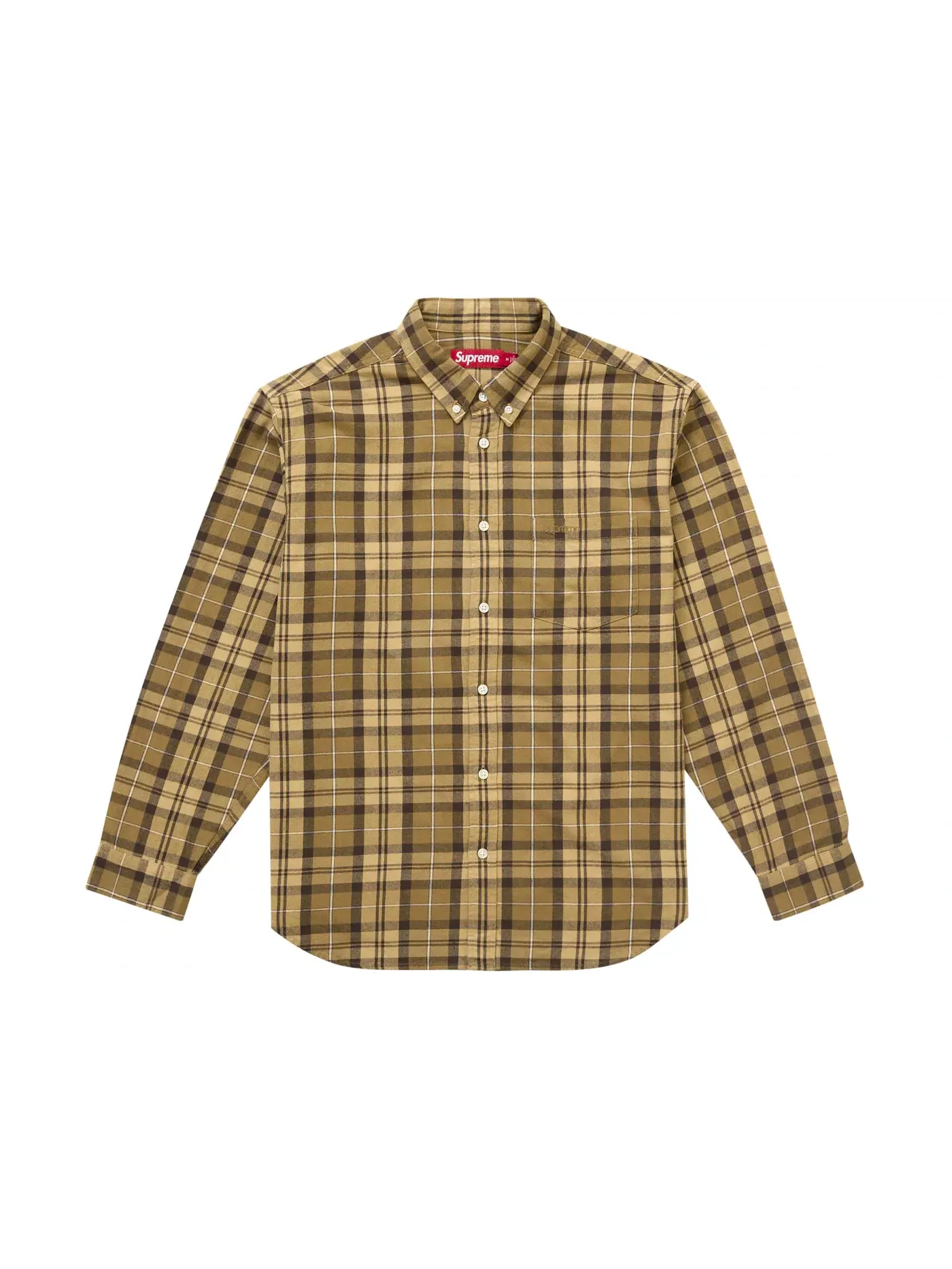 Мужская фланелевая рубашка с принтом Supreme Shirt (FW24) — изображение 1 из 2, бежевый
