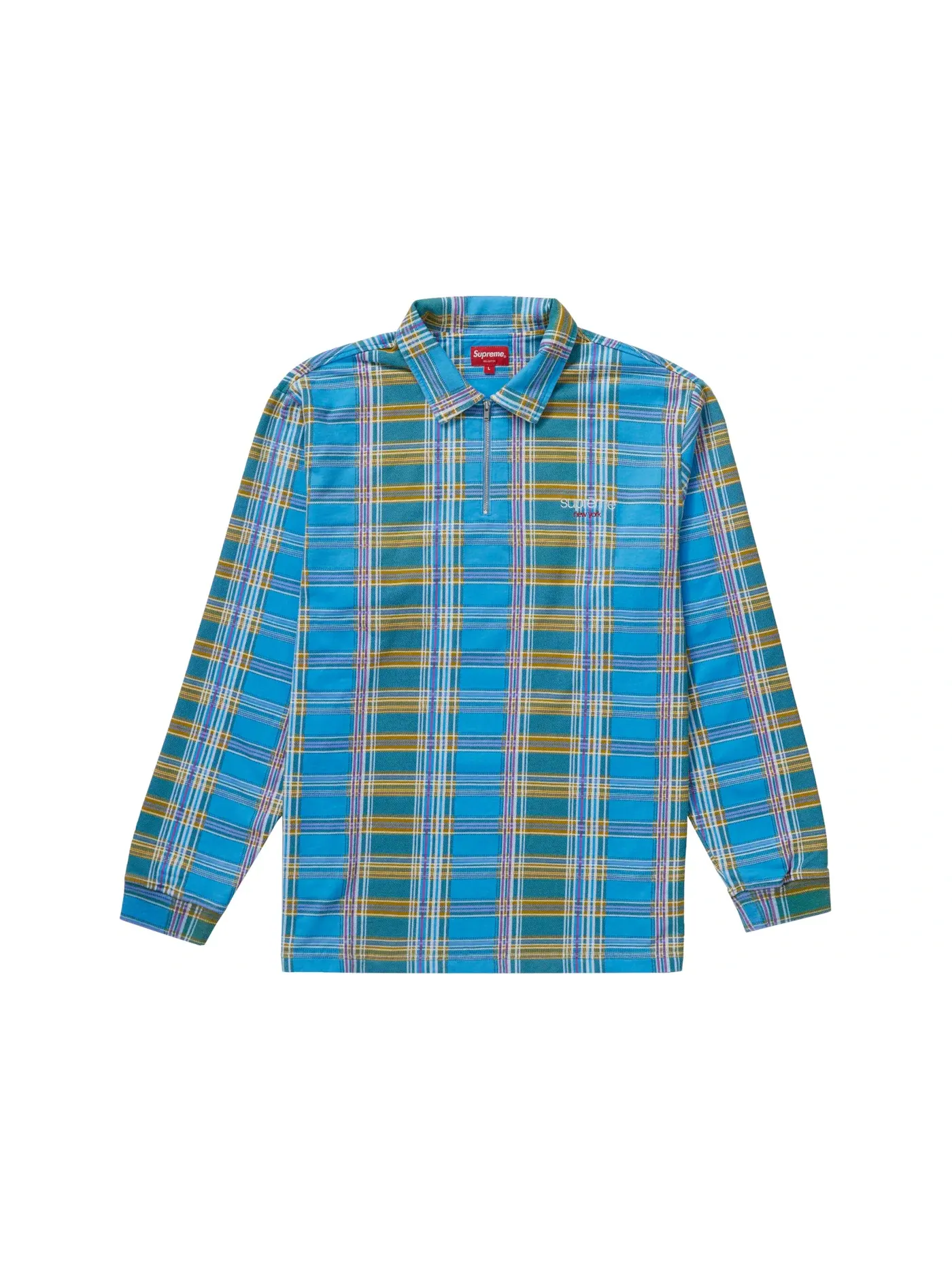 Мужская рубашка-поло на молнии с длинным рукавом Supreme L/S Polo — изображение 1 из 1, синий