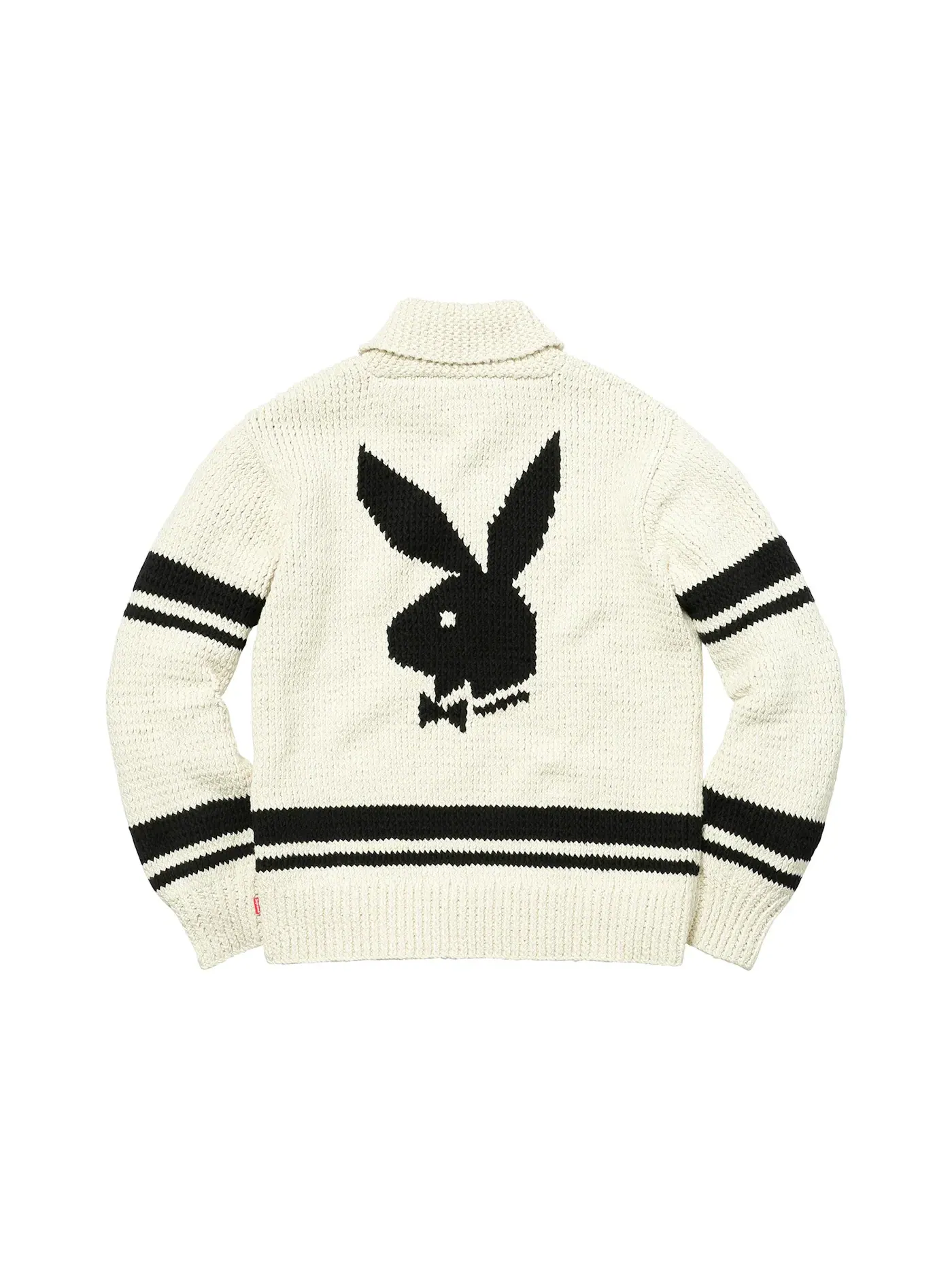 Мужской свитер с отложным воротником-шалькой Supremе Playboy Shawl Collar Full Zip Sweater Natural Supreme, прозрачный