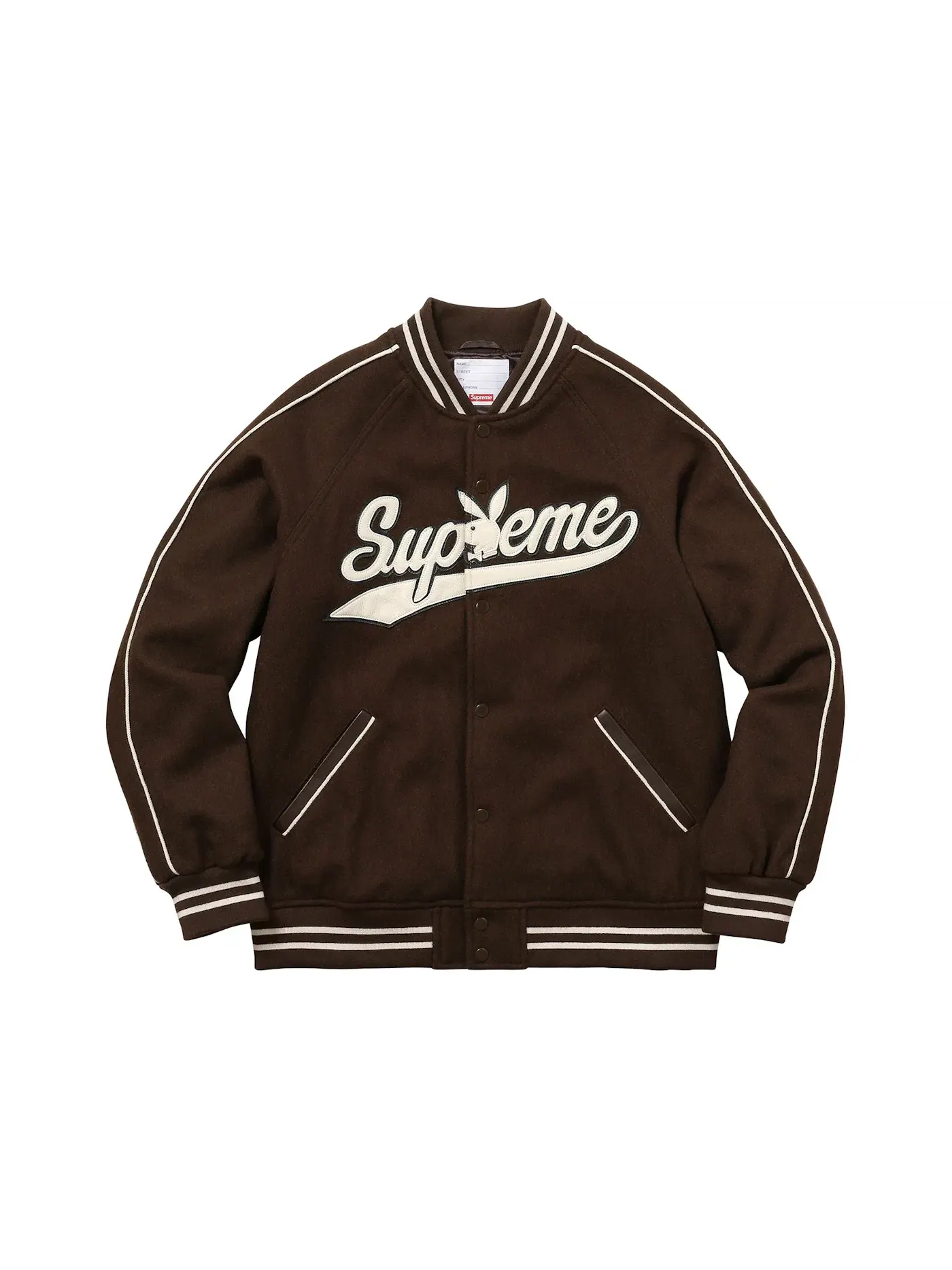 Мужская куртка-бомбер с принтом Supreme Playboy Wool Varsity — изображение 1 из 1, коричневый