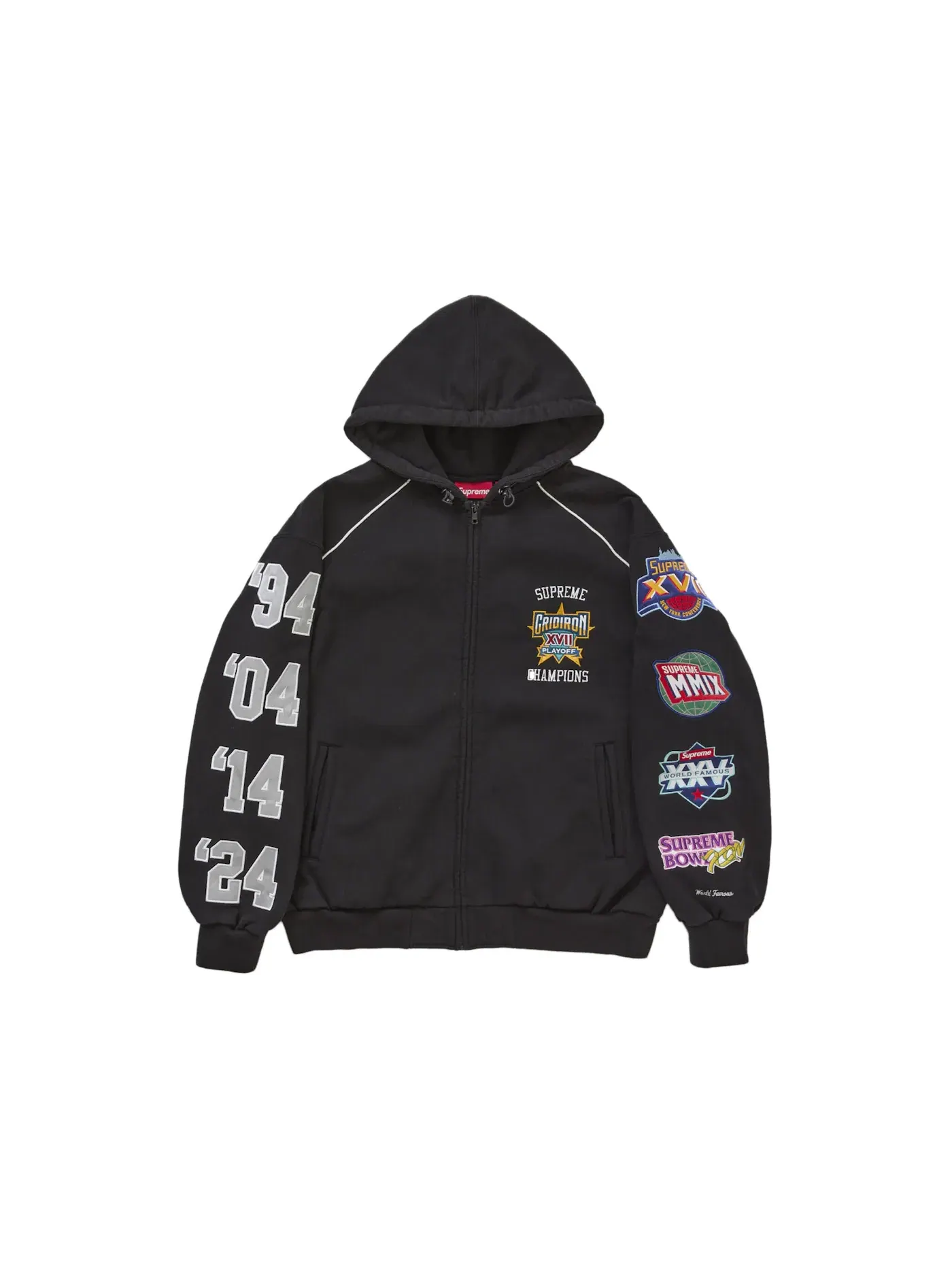 Мужская худи на молнии с принтом Playoffs Supreme — изображение 1 из 2, черный