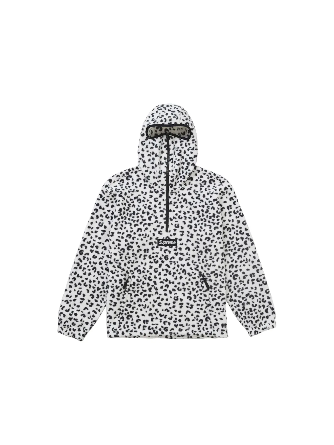Мужской свитшот с капюшоном и встроенной маской Polartec Facemask Half Zip Hooded Sweatshirt (FW24) Supreme, леопардовый