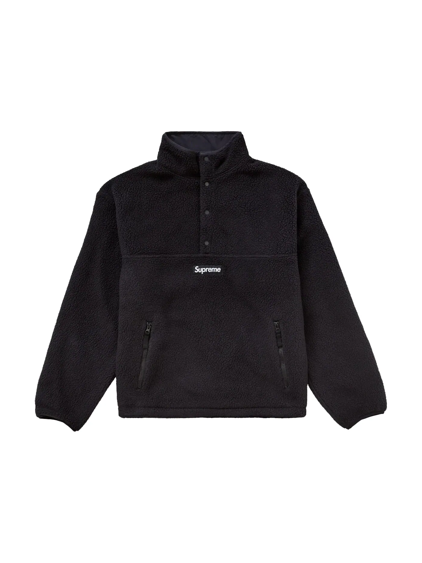 Мужской пуловер с принтом Supreme Polartec Shearling Reversible Pullover (FW24) — изображение 1 из 4, черный