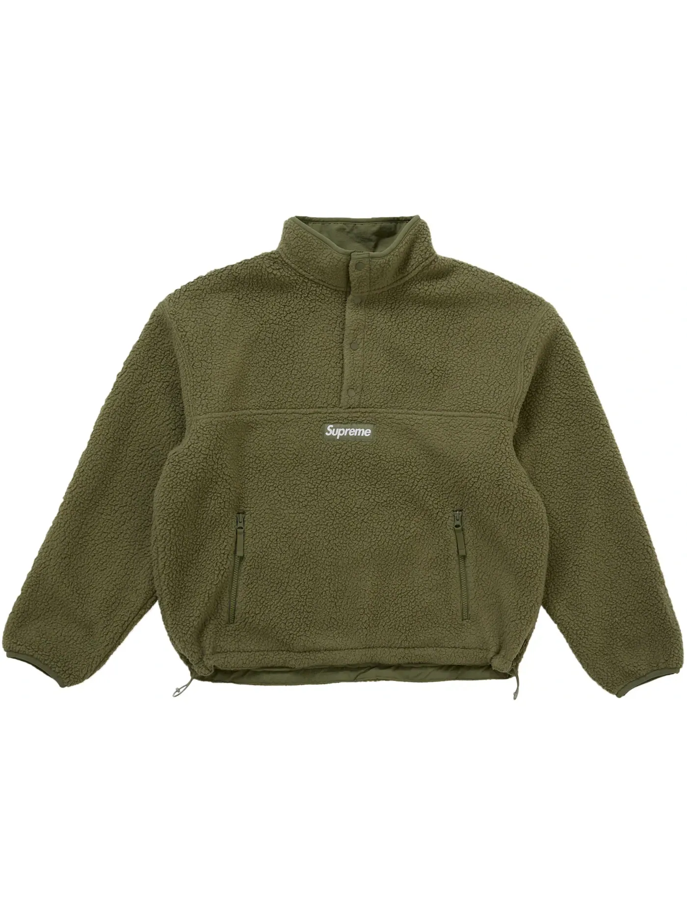 Мужской пуловер из шерпы с принтом Supreme Polartec Shearling Reversible Pullover FW25 — изображение 1 из 2, оливковый