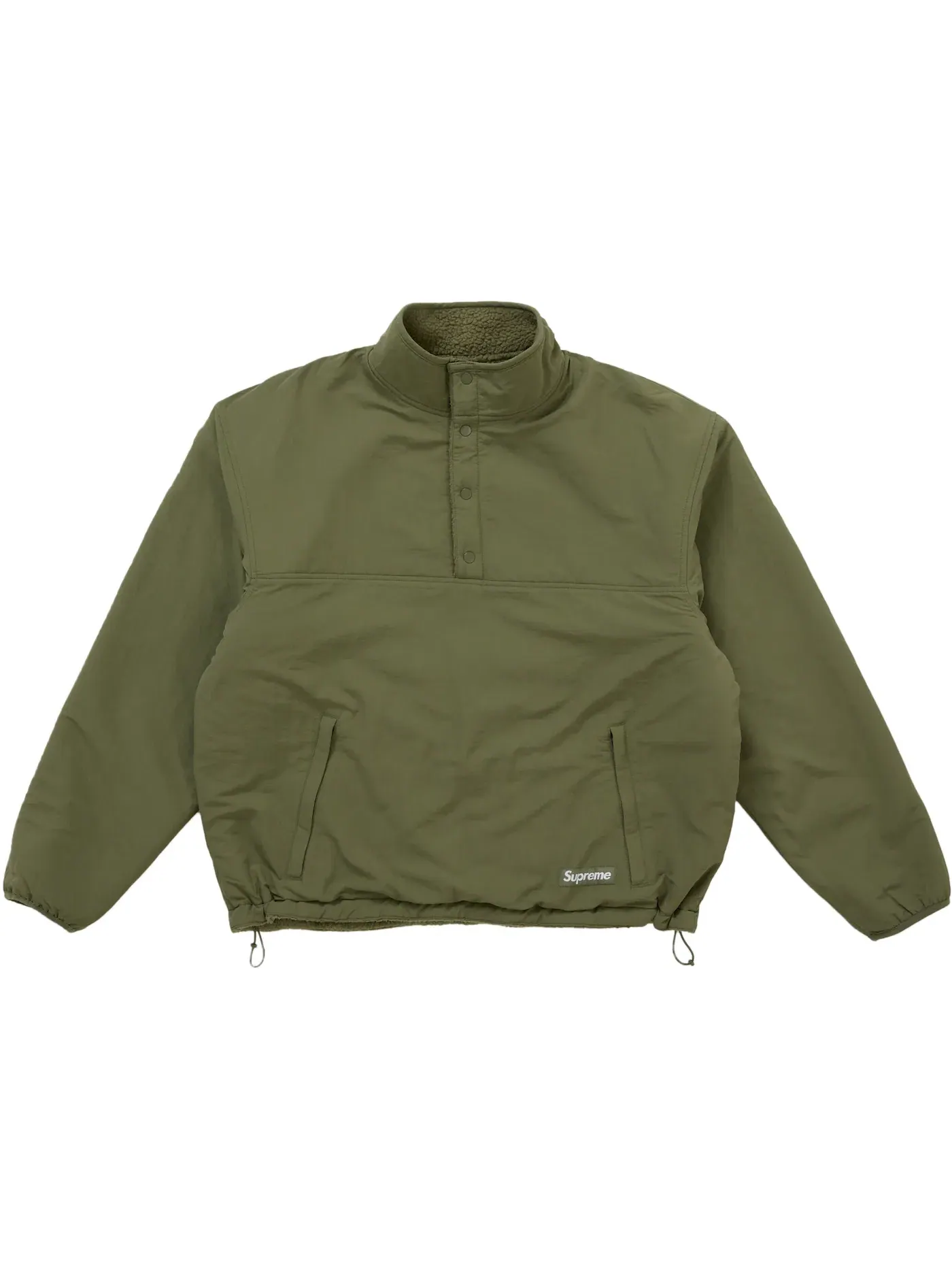 Мужской пуловер из шерпы с принтом Supreme Polartec Shearling Reversible Pullover FW25 — изображение 2 из 2, оливковый
