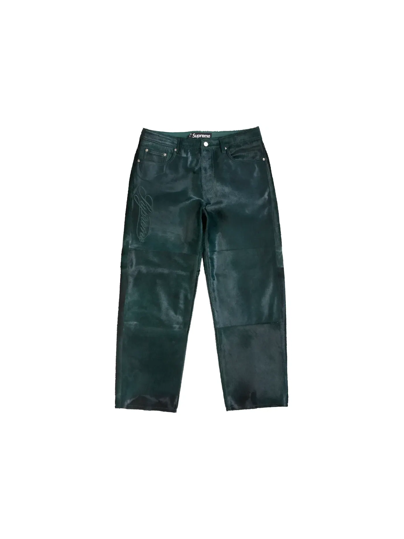 Мужские джинсы свободного кроя Supreme Ponyhair Loose Fit 5-Pocket Jean — изображение 1 из 2, зеленый