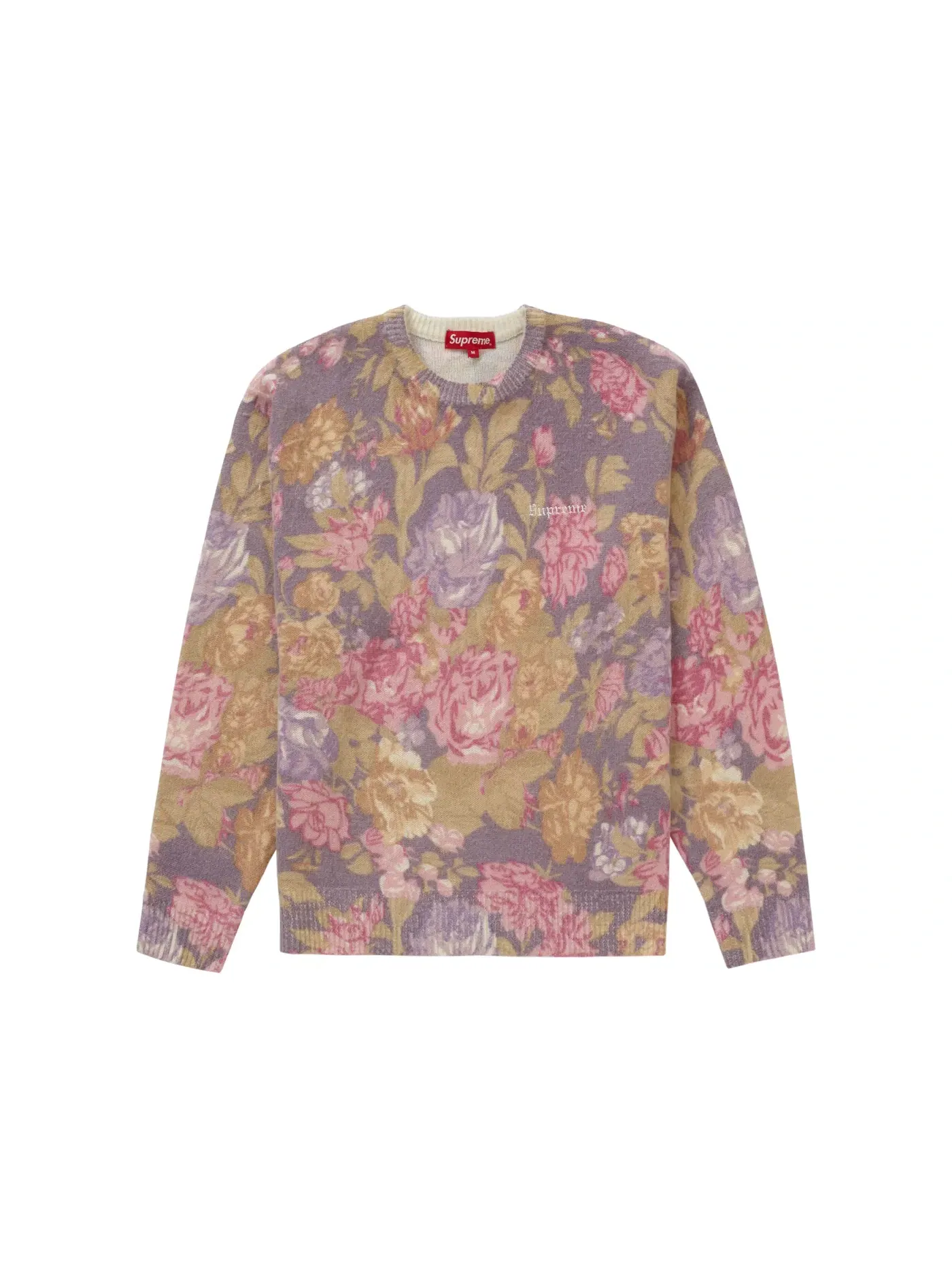 Мужской свитер с принтом Supreme Printed Floral Angora Sweater — изображение 1 из 1, фиолетовый