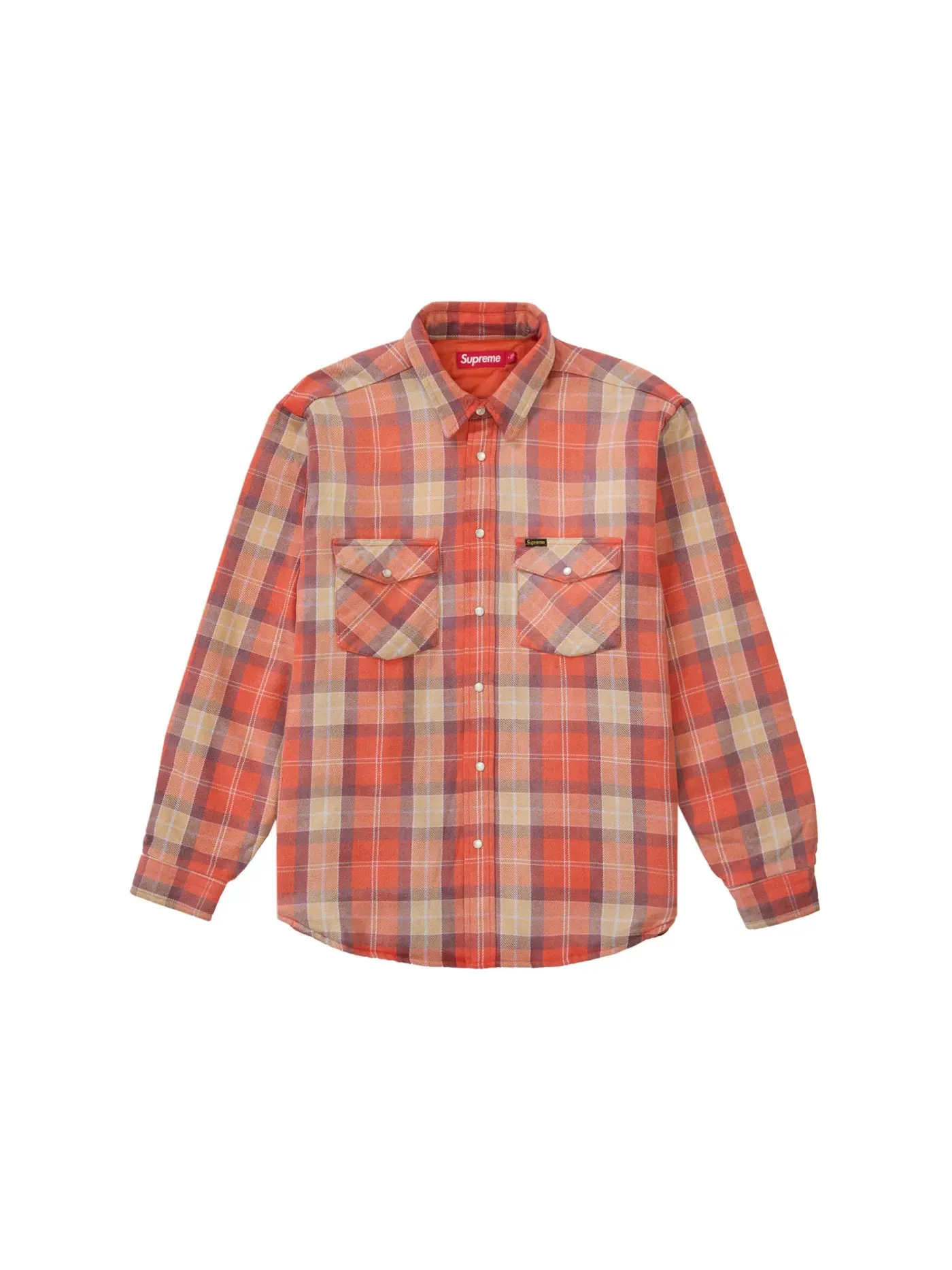 Мужская рубашка из фланели с квилтингом Supreme Quilted Flannel Snap Shirt — изображение 1 из 2, оранжевый