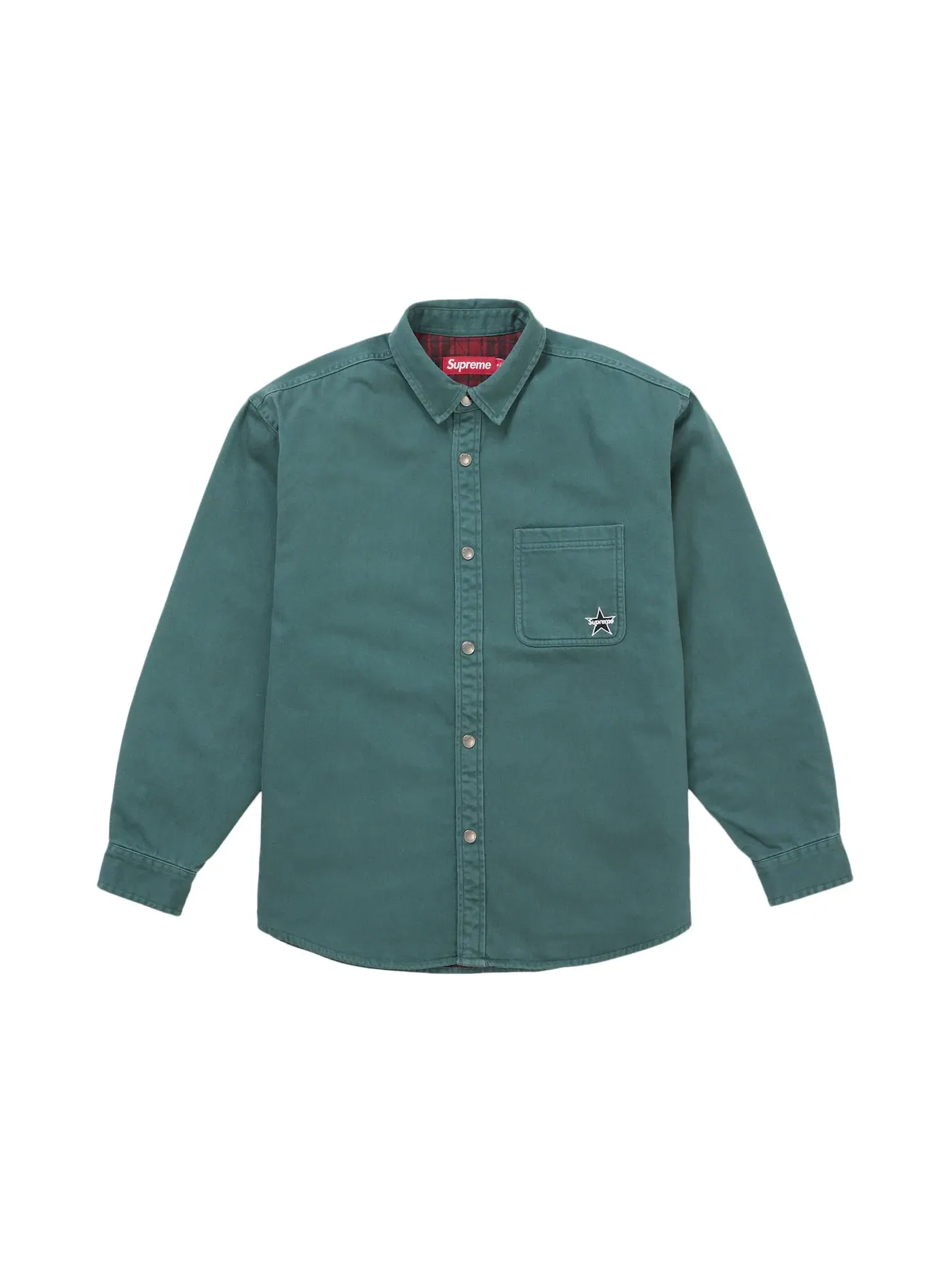 Мужская рубашка с принтом Supreme Quilted Lined Denim Snap Shirt — изображение 1 из 1, бирюзовый