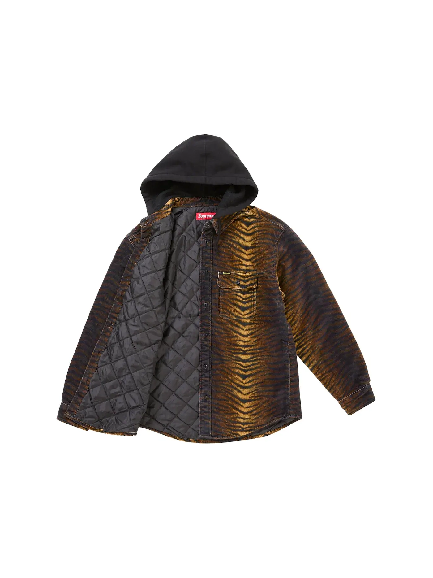 Мужская рубашка с капюшоном стеганая на подкладке Supreme Shirt — изображение 2 из 2, тигровый оранжевый